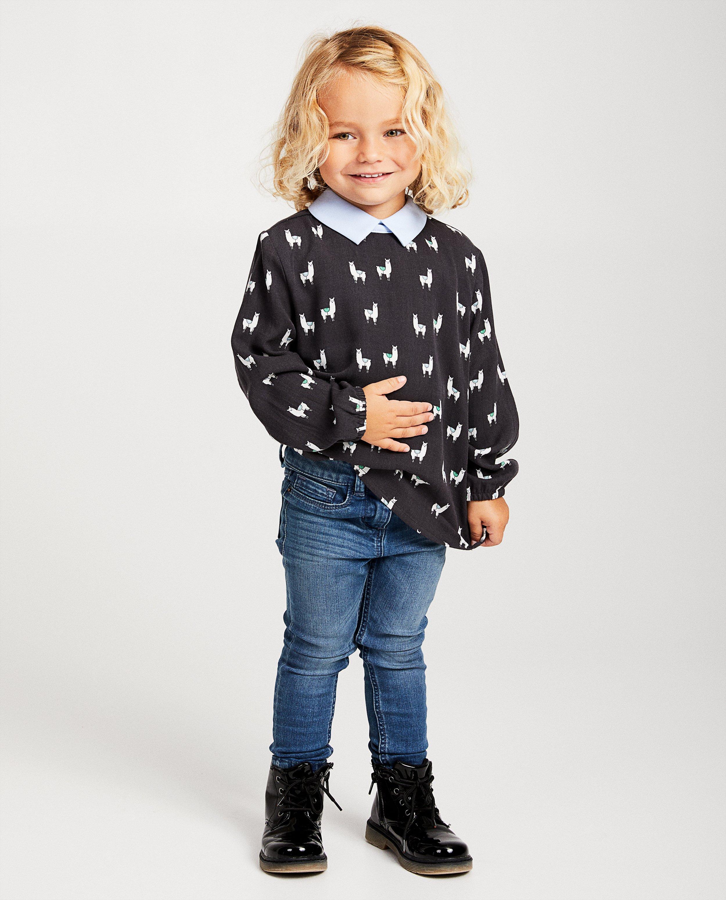 Donkergrijze blouse met print - allover print - JBC