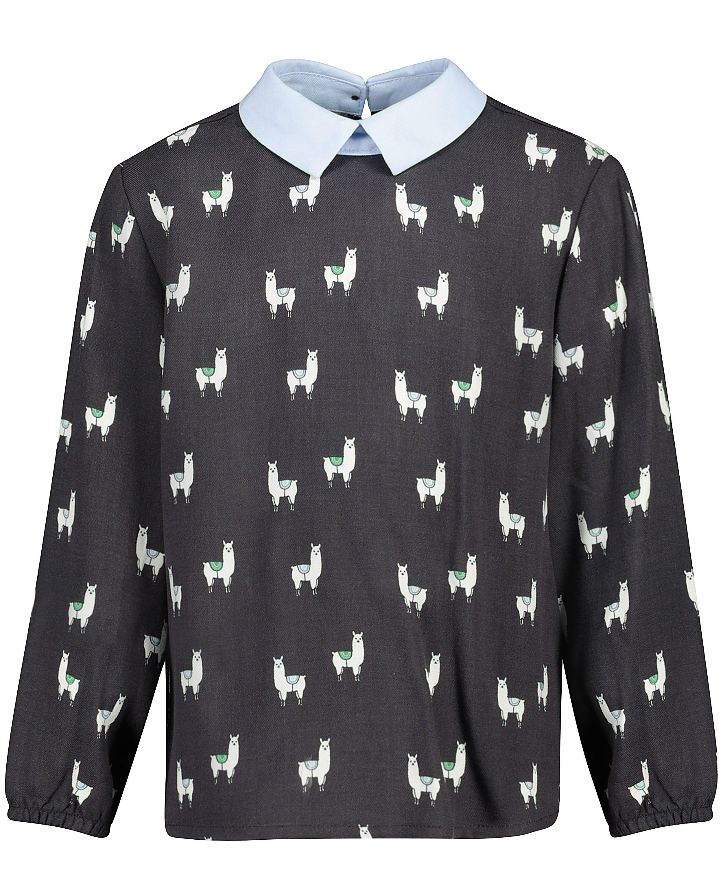Hemden - Donkergrijze blouse met print