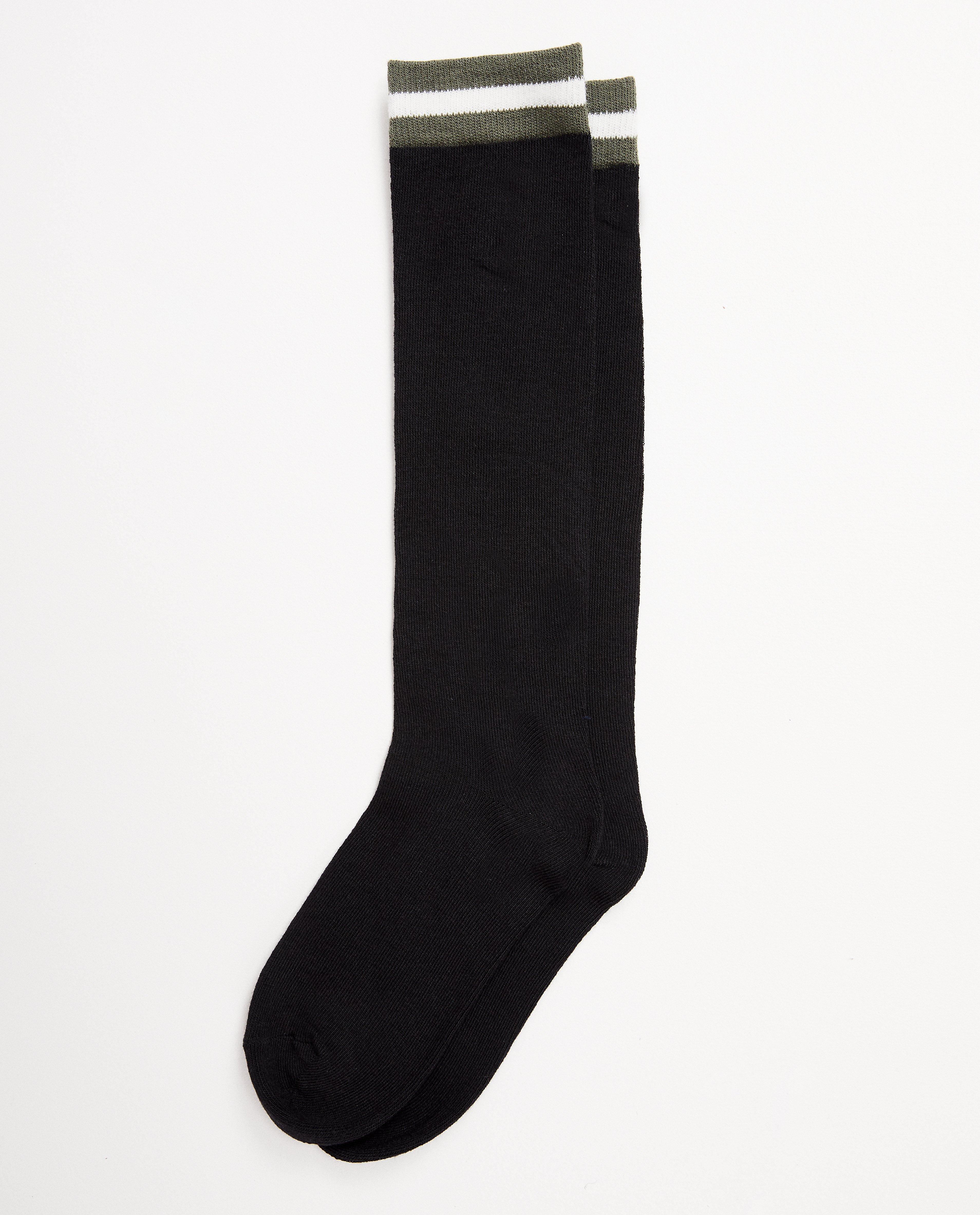 Zwarte kniekousen met strepenboord - Product Detail - zwart - afbeelding nummer 1