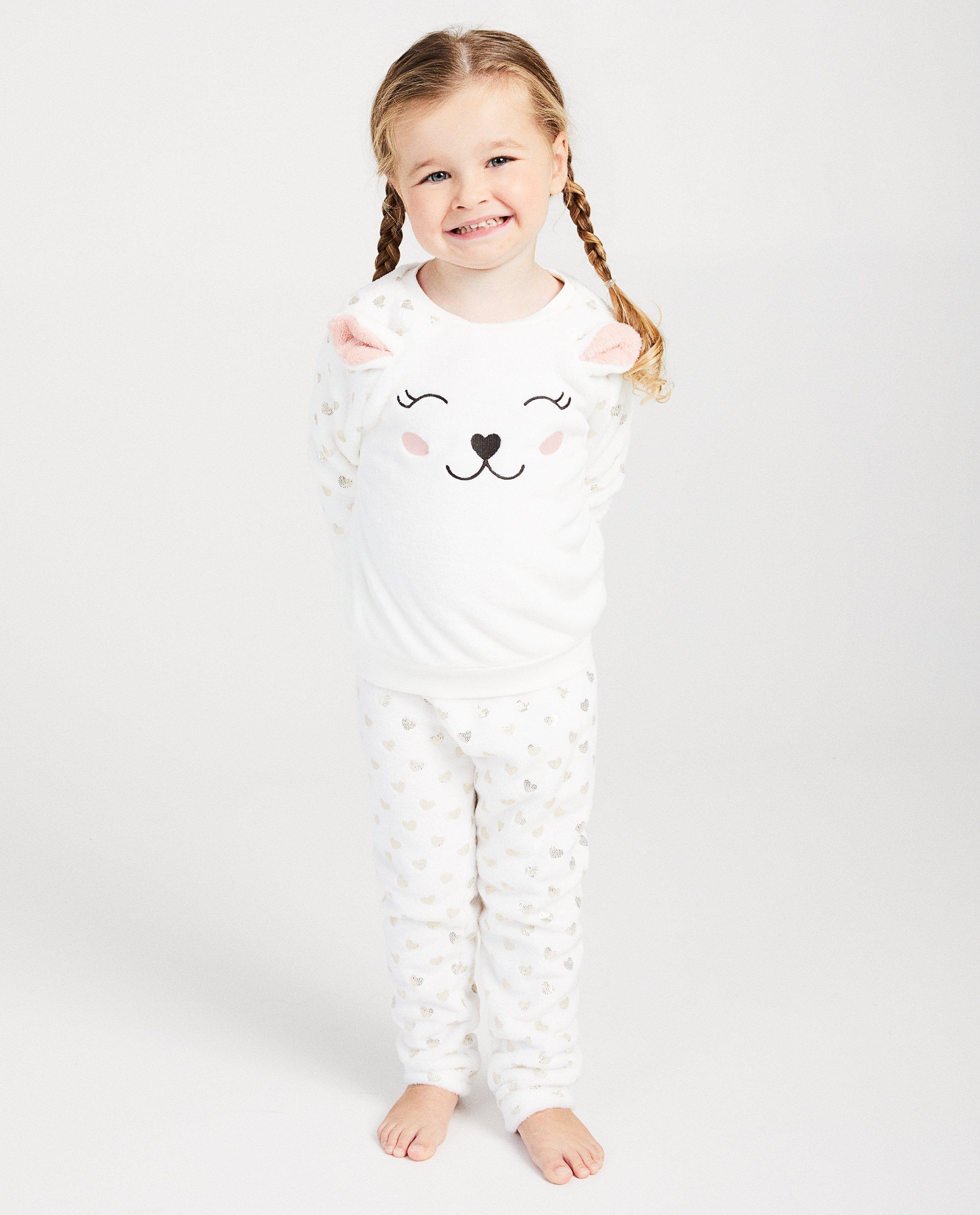Witte faux-fur pyjama met hartjes - fluffy - JBC