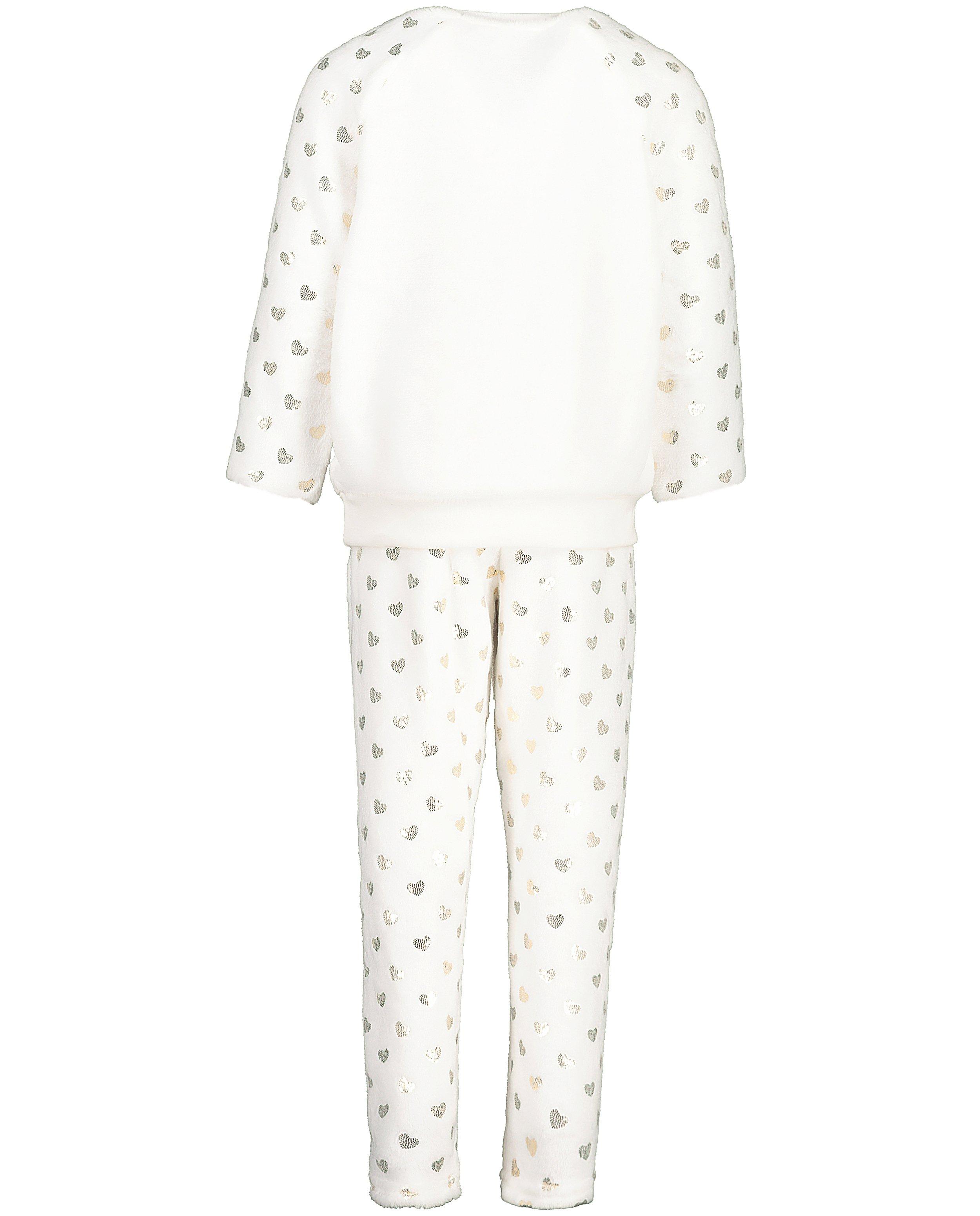Nachtkleding - Witte faux-fur pyjama met hartjes