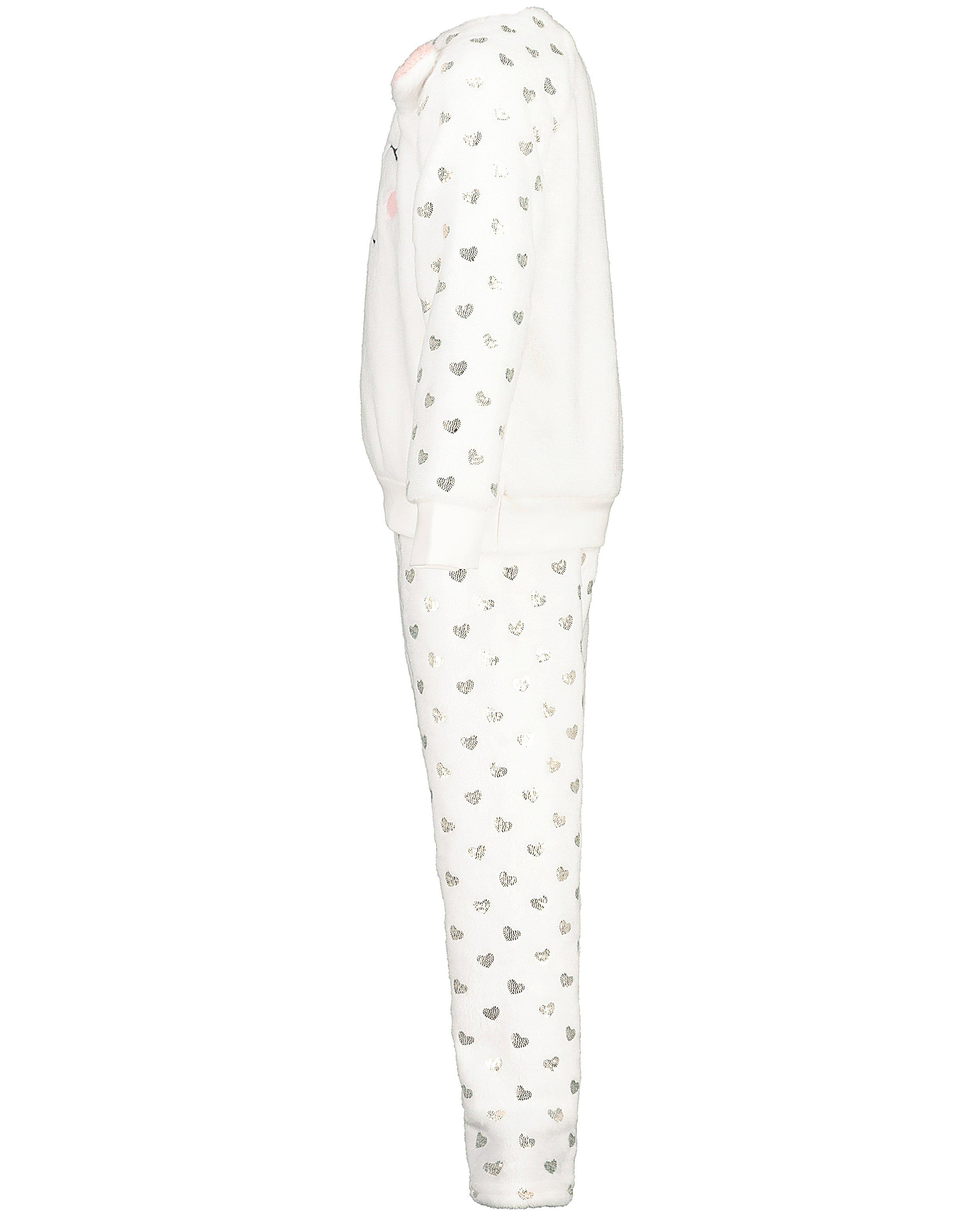 Nachtkleding - Witte faux-fur pyjama met hartjes
