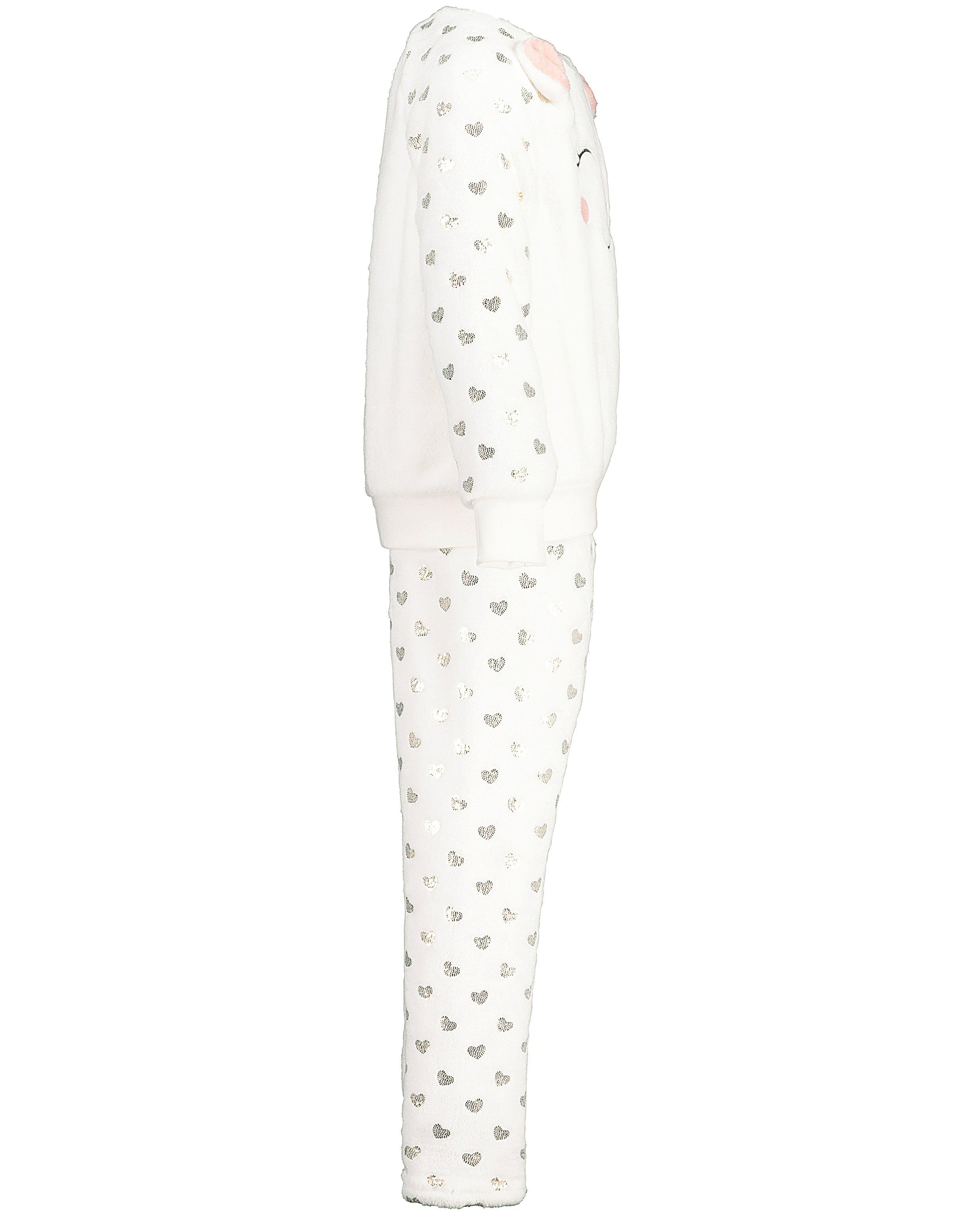 Nachtkleding - Witte faux-fur pyjama met hartjes
