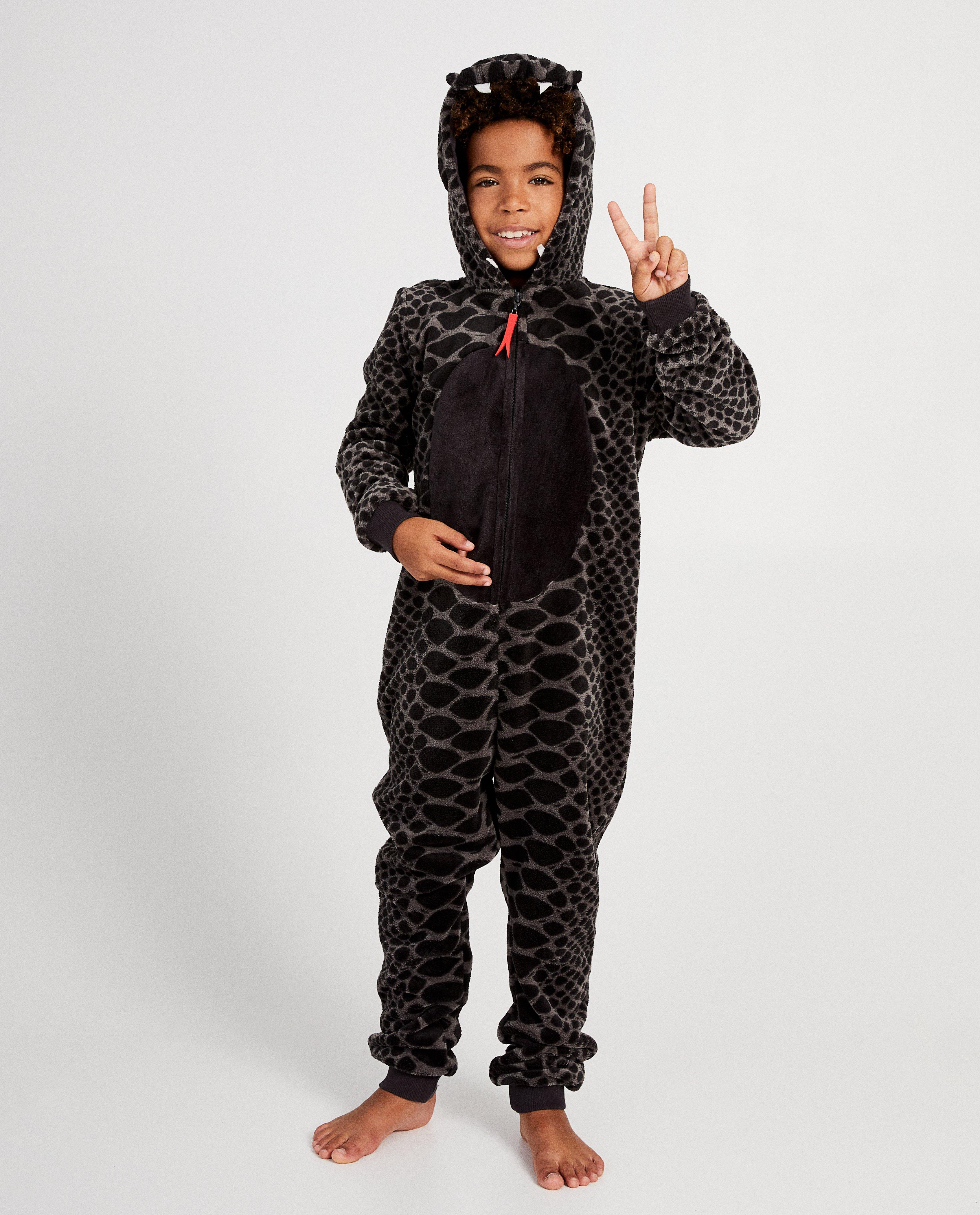 Zwarte slang onesie - van fleece - JBC