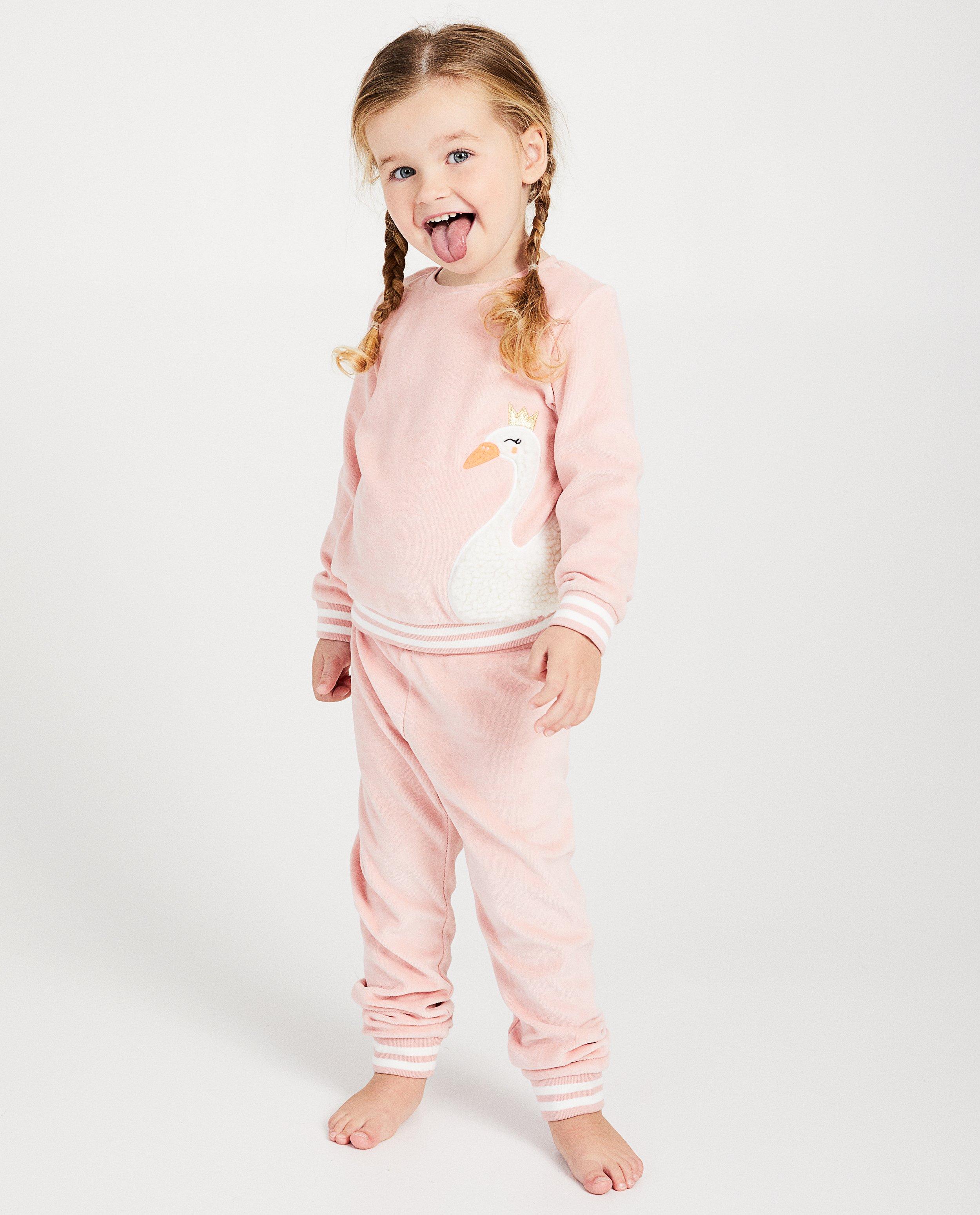 Roze pyjama van fleece - met zwaan - JBC