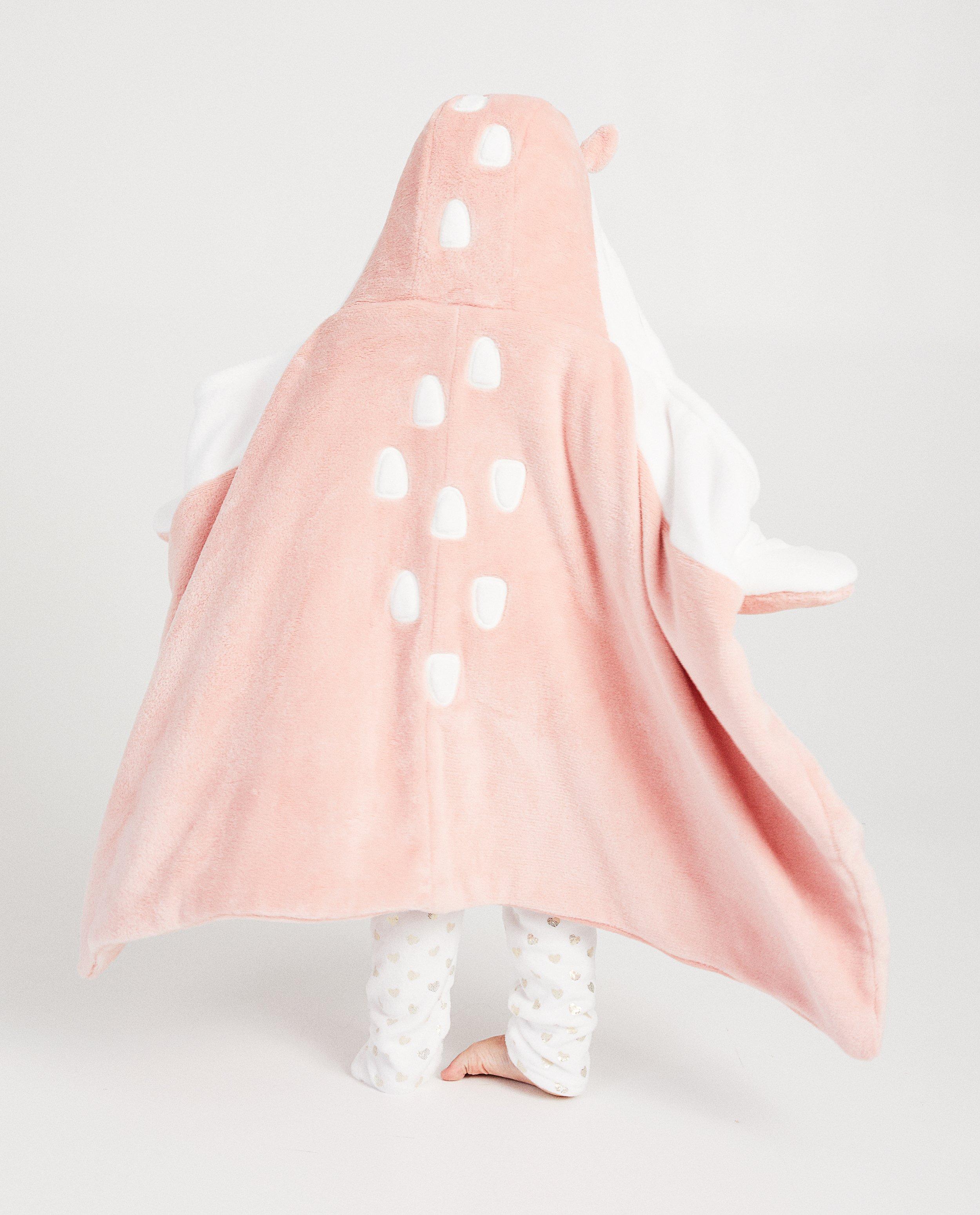 Roze fluffy deken met kap - overgooi - JBC