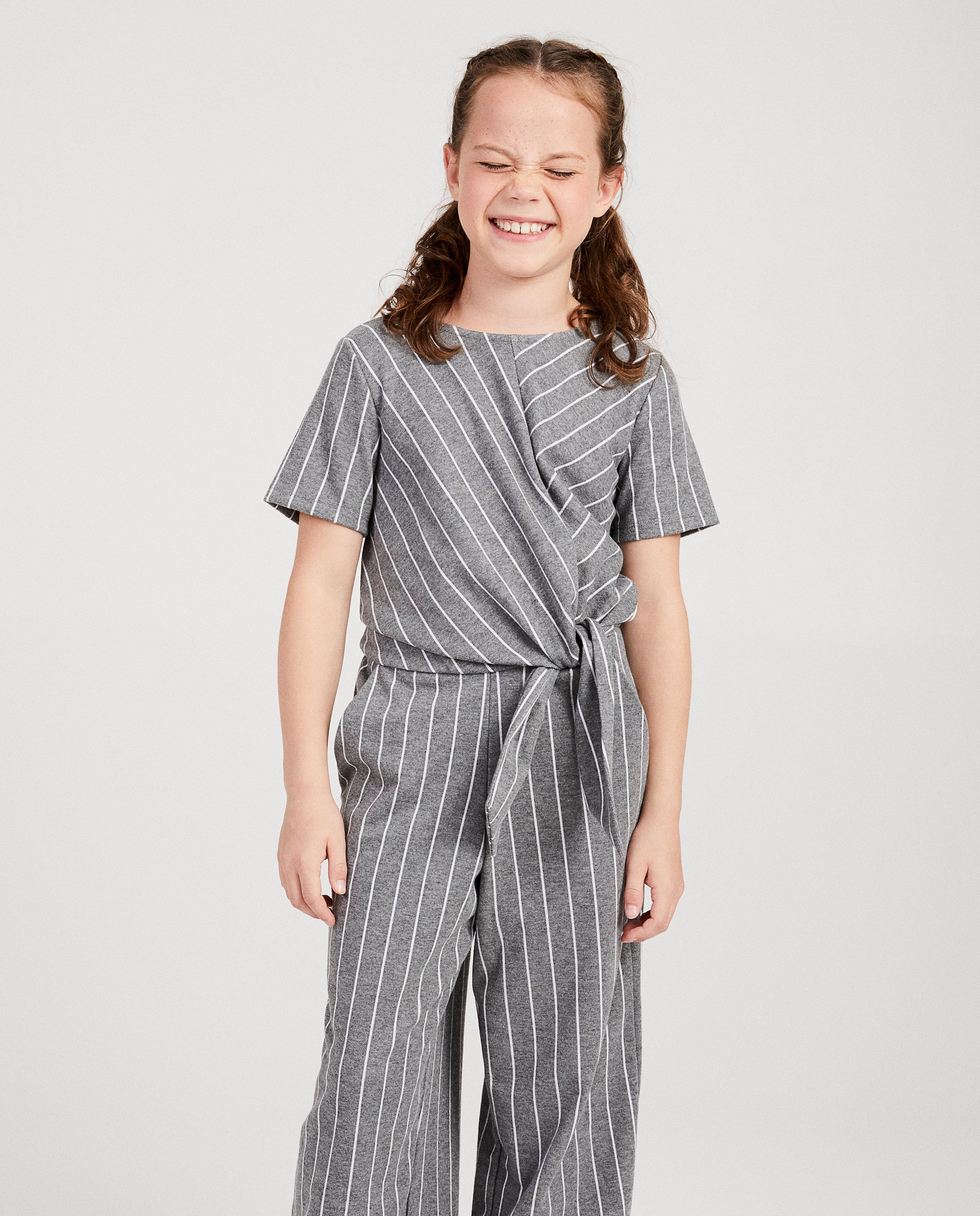 Jumpsuits - Grijze jumpsuit met witte strepen