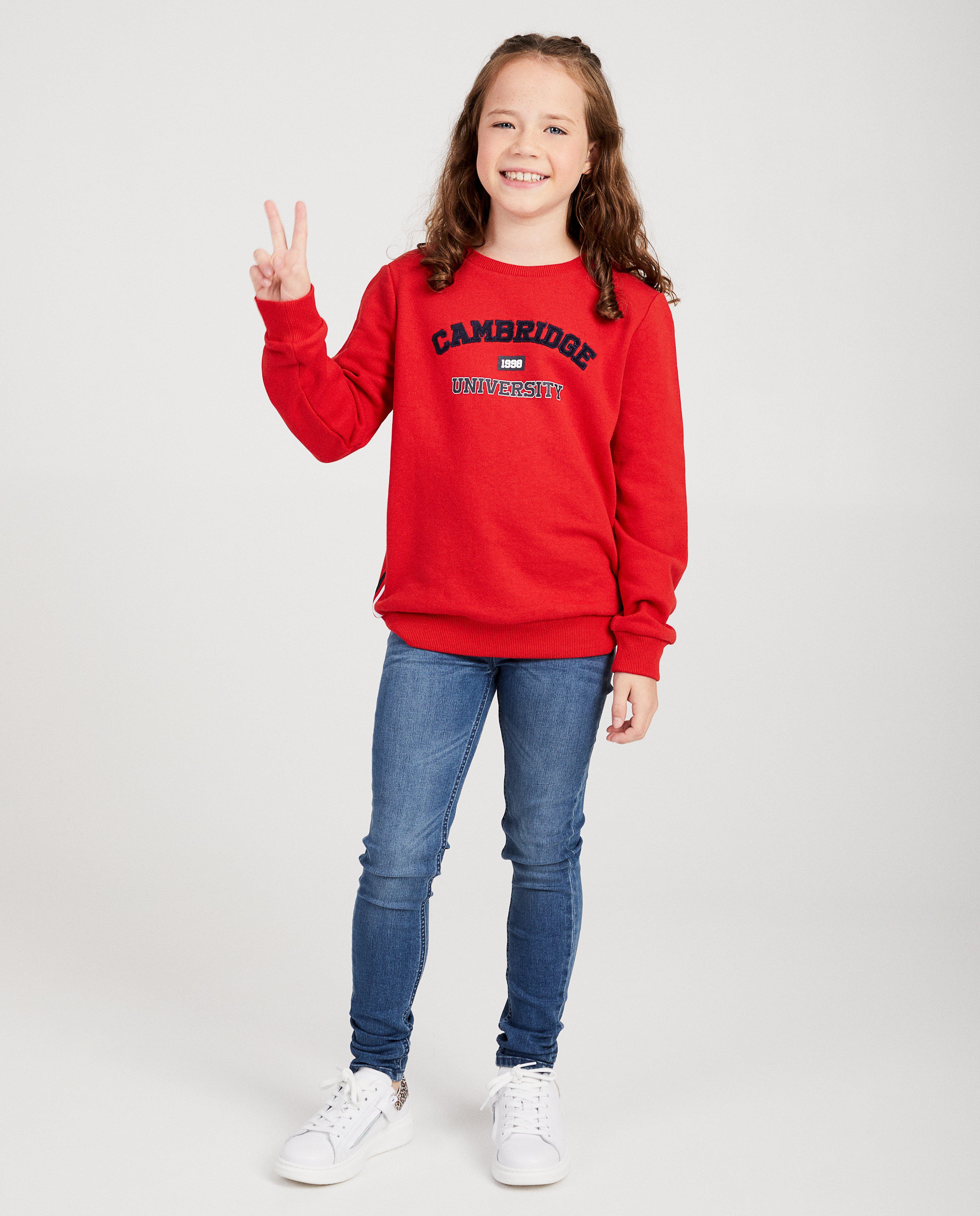 Rode 'Cambridge University' sweater - met strepen - Fish & Chips