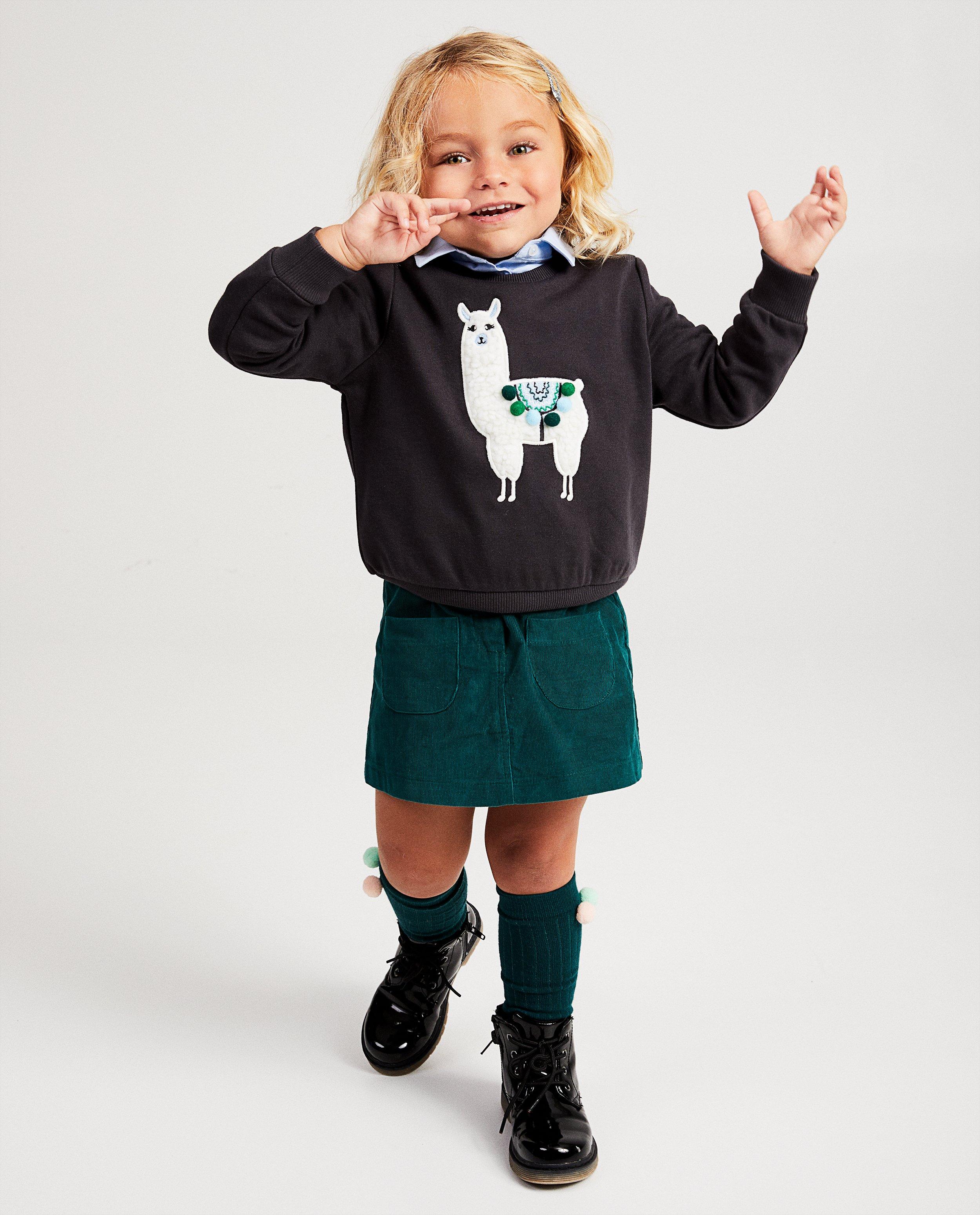 Pull anthracite avec un lama - à pois - JBC