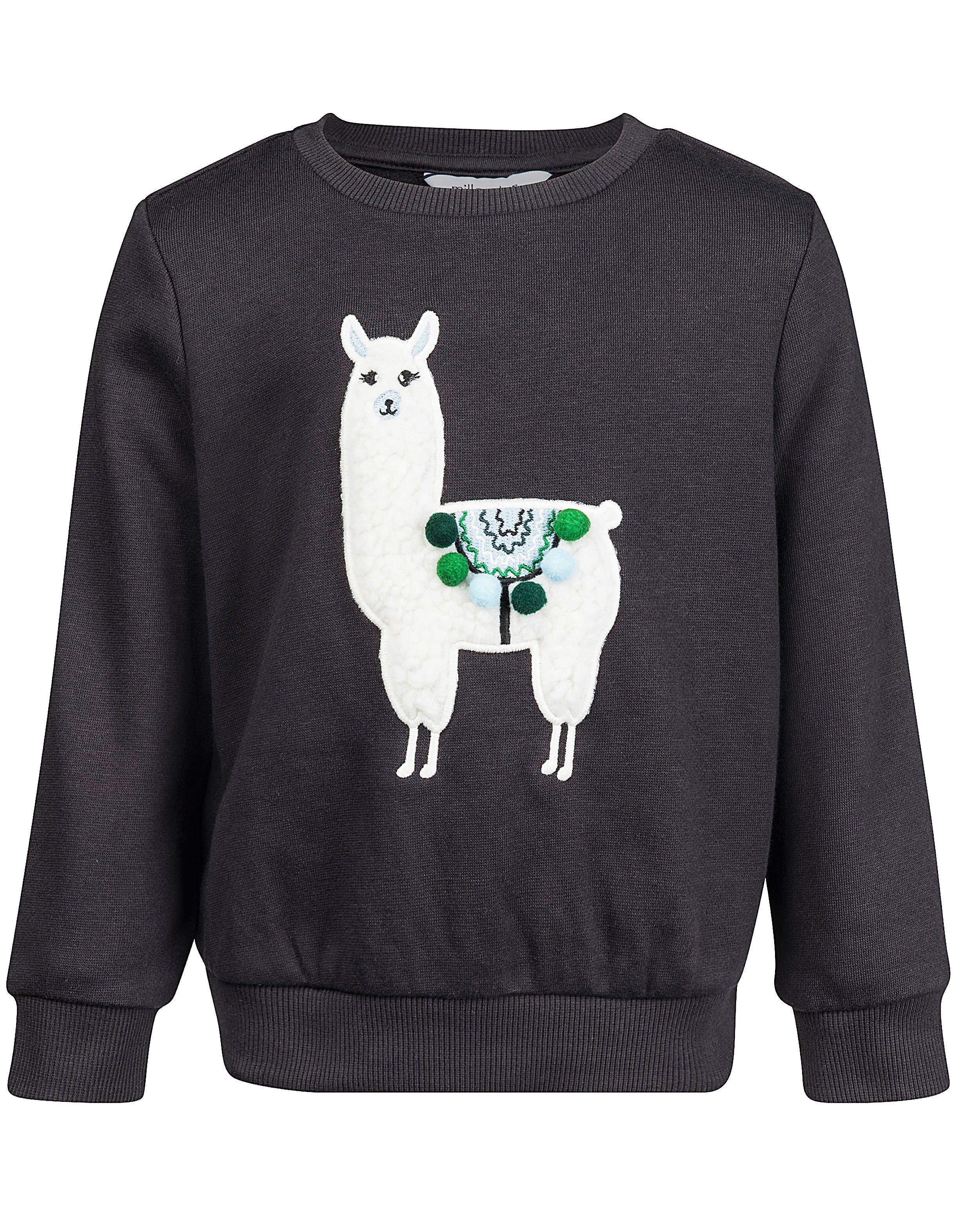 Sweats - Pull anthracite avec un lama