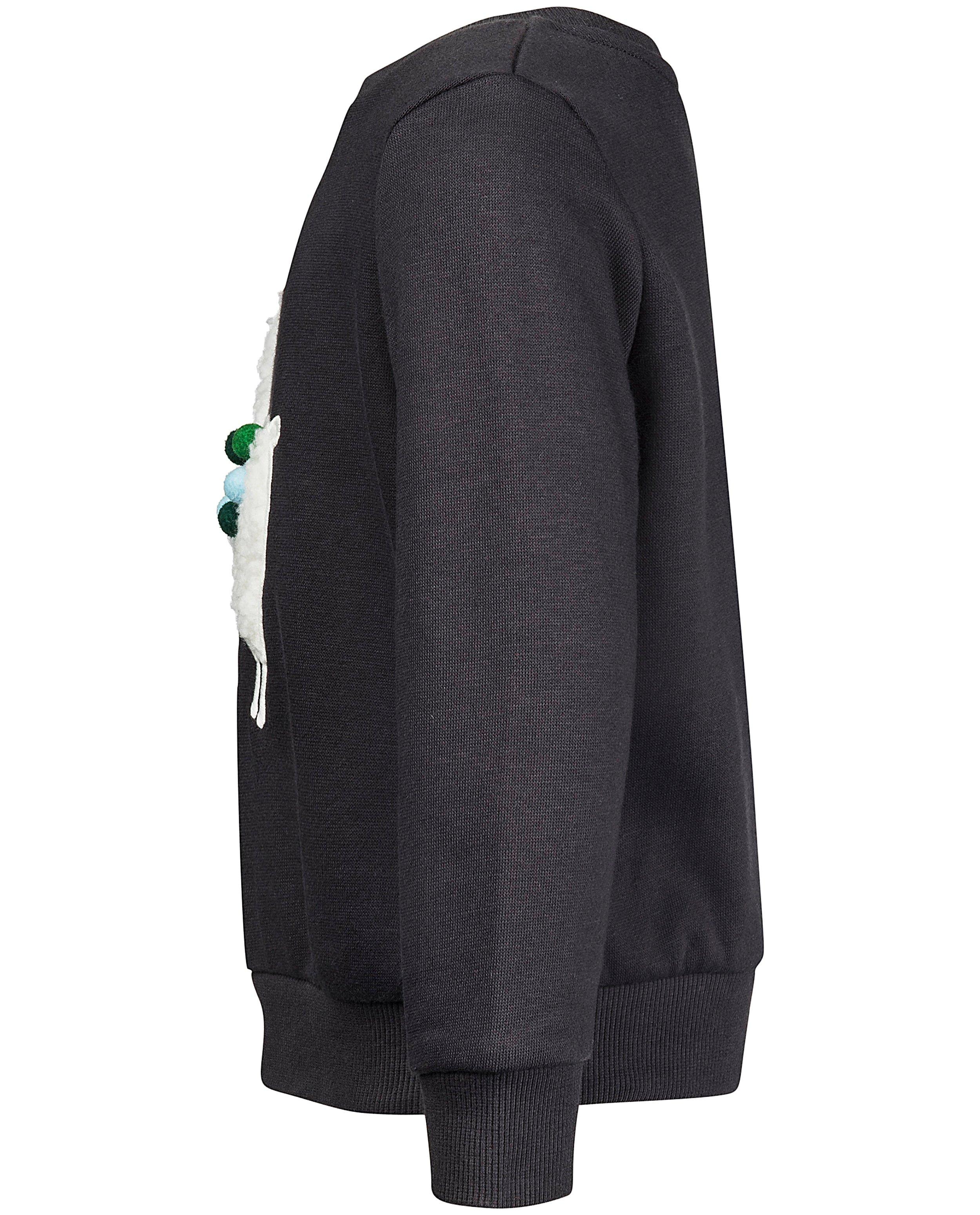 Sweats - Pull anthracite avec un lama