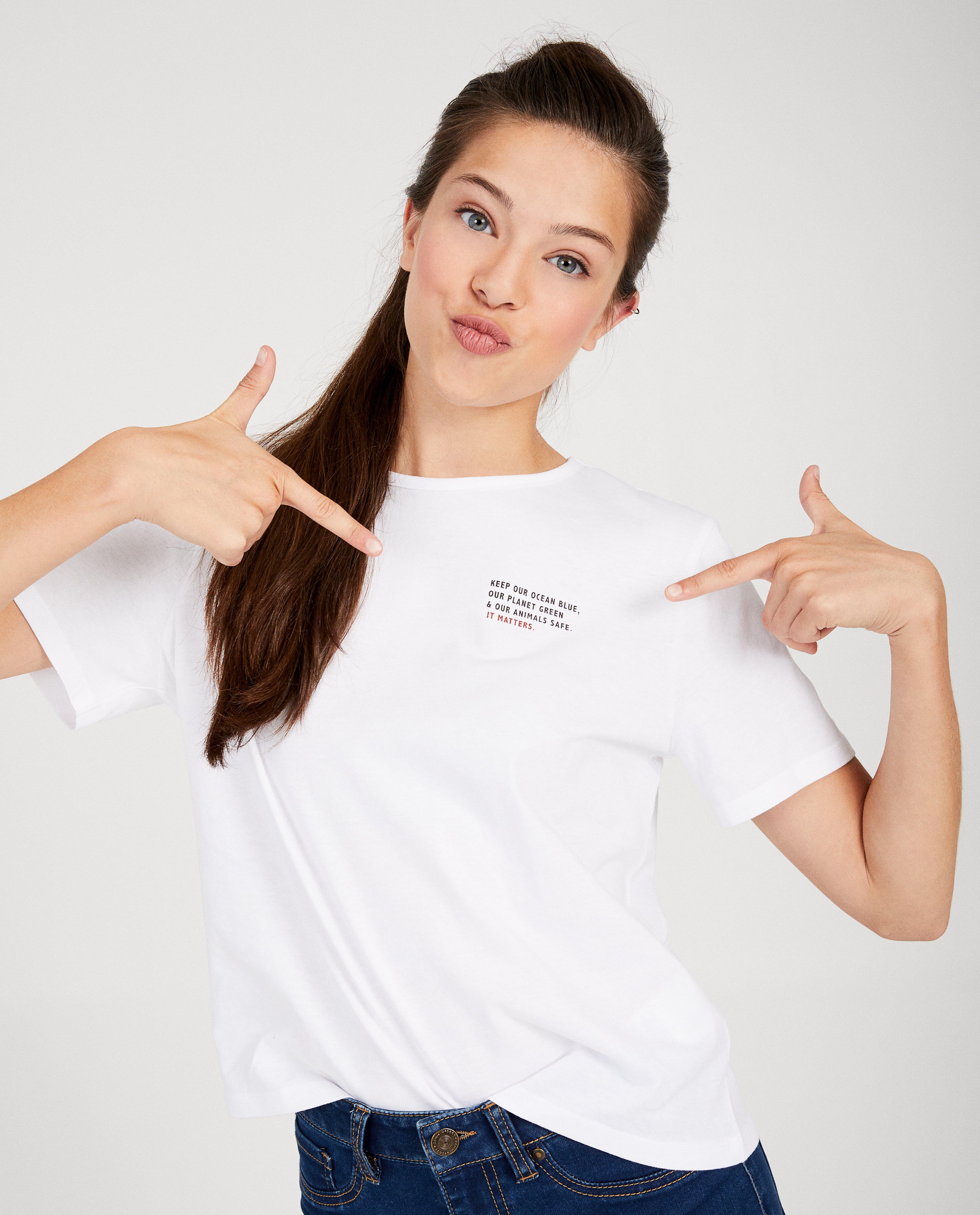 T-shirts - Witte T-shirt met quote