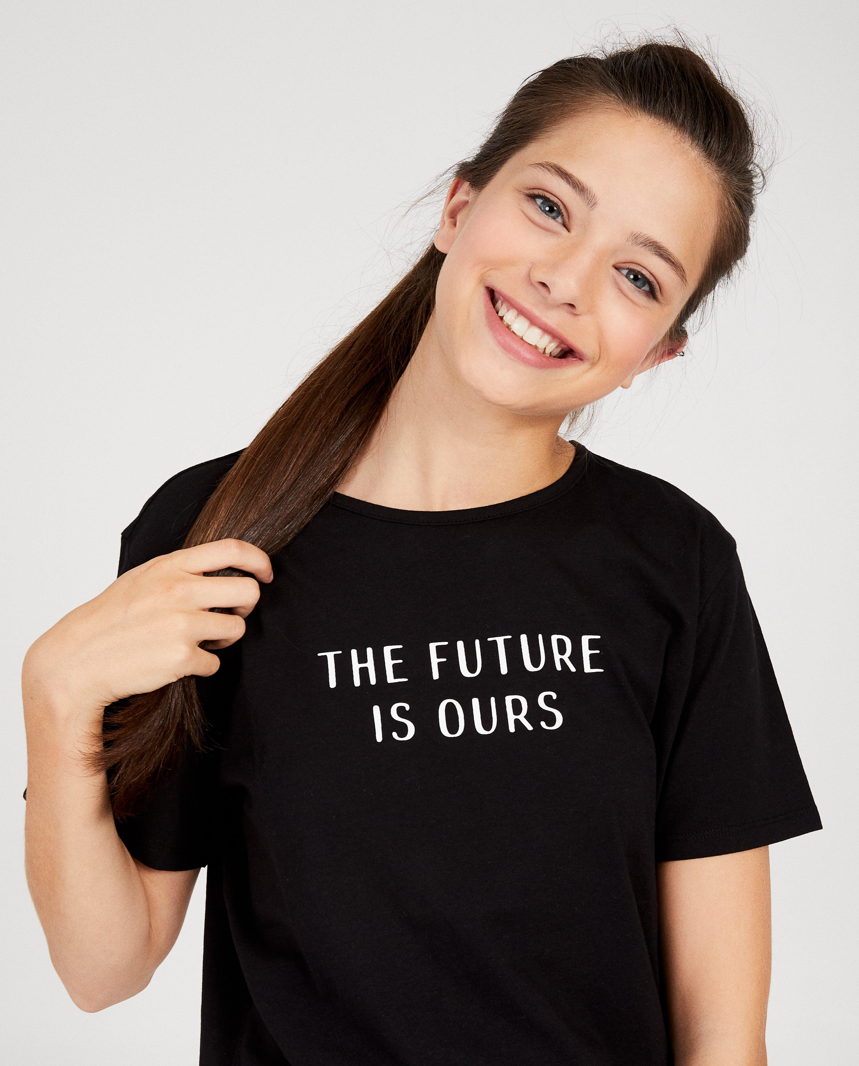 T-shirts - Zwarte T-shirt met quote