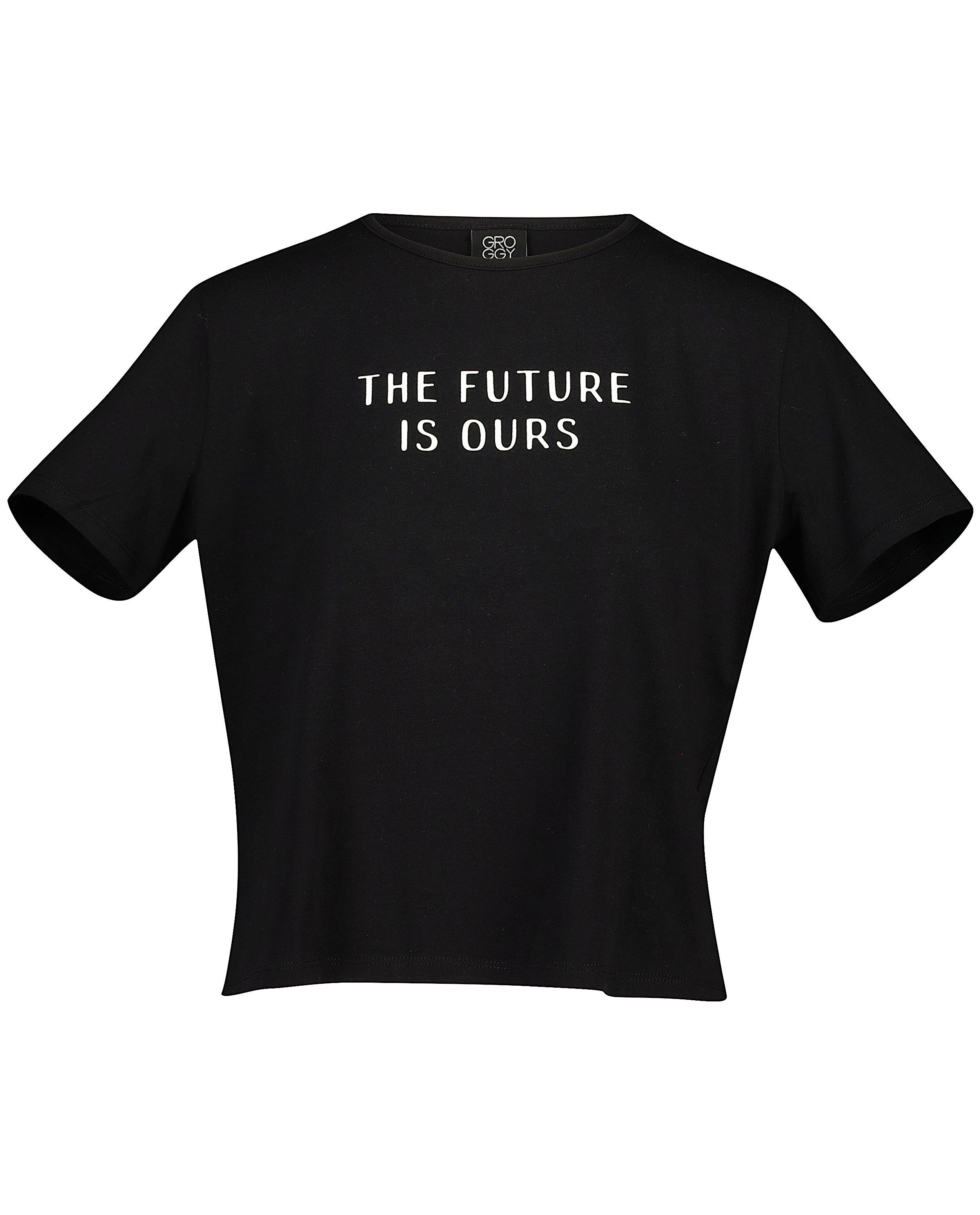T-shirts - Zwarte T-shirt met quote