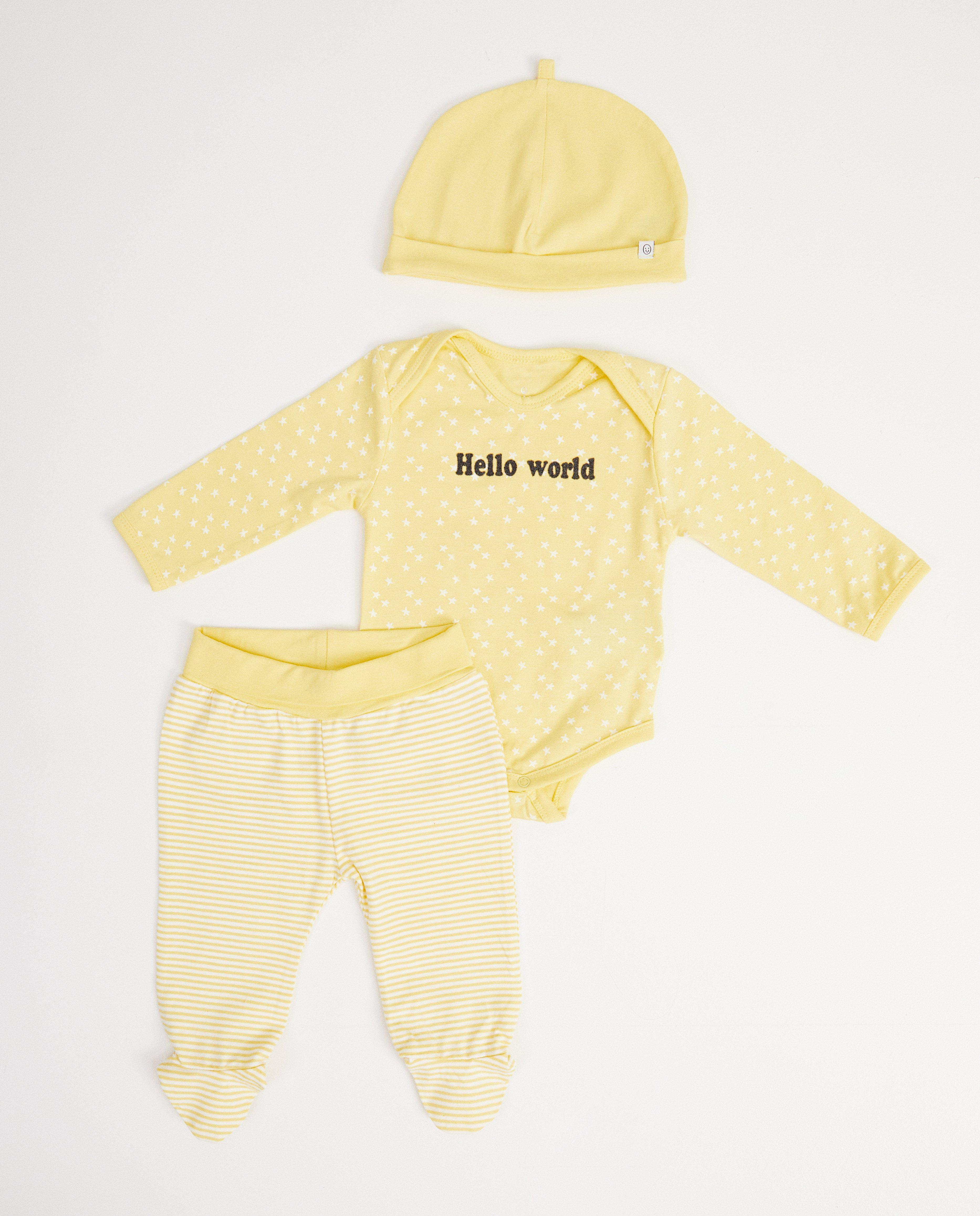 3-delige set geel in biokatoen - 3-delig - Newborn 50-68