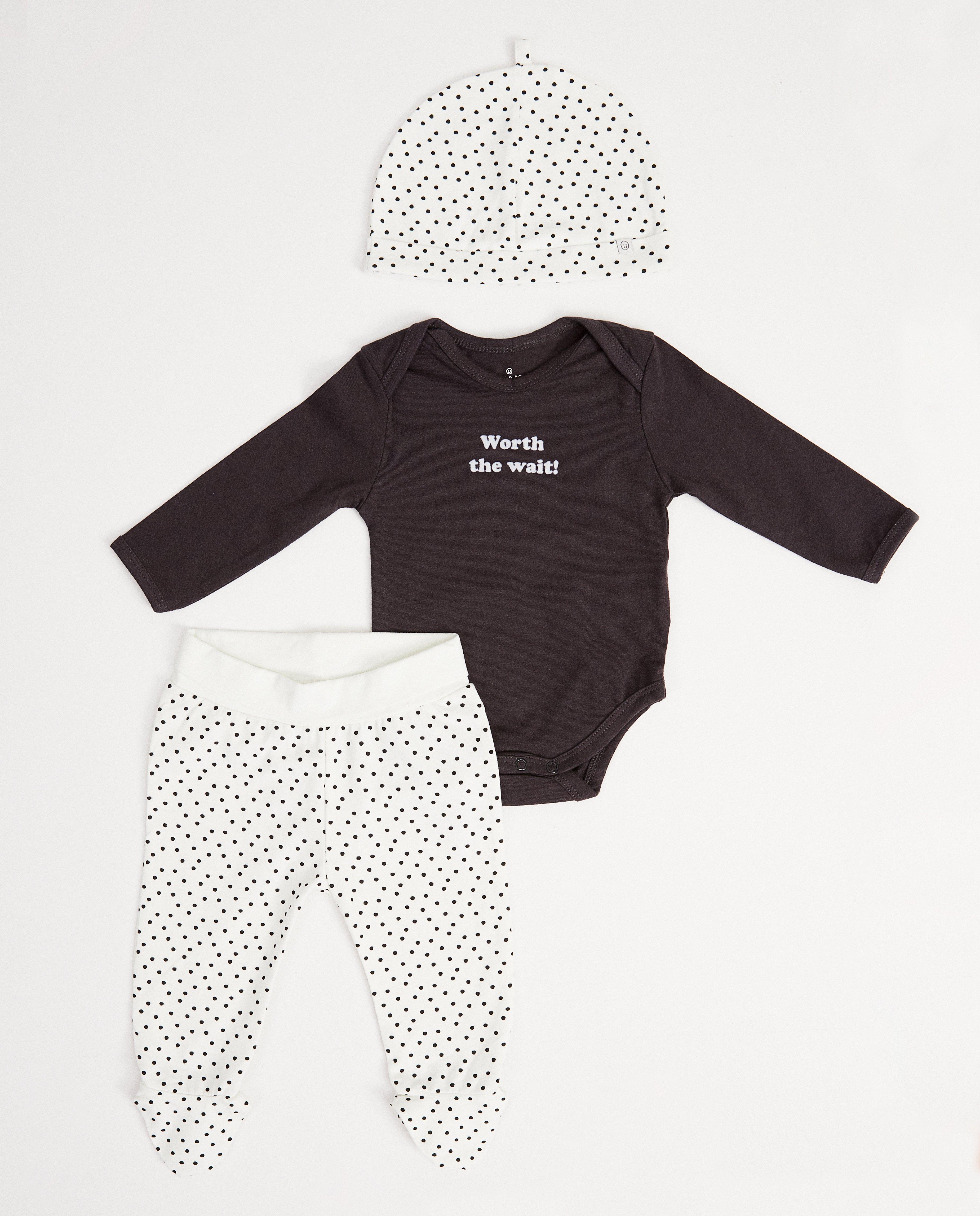 3-delige set grijs in biokatoen - 3-delig - Newborn 50-68