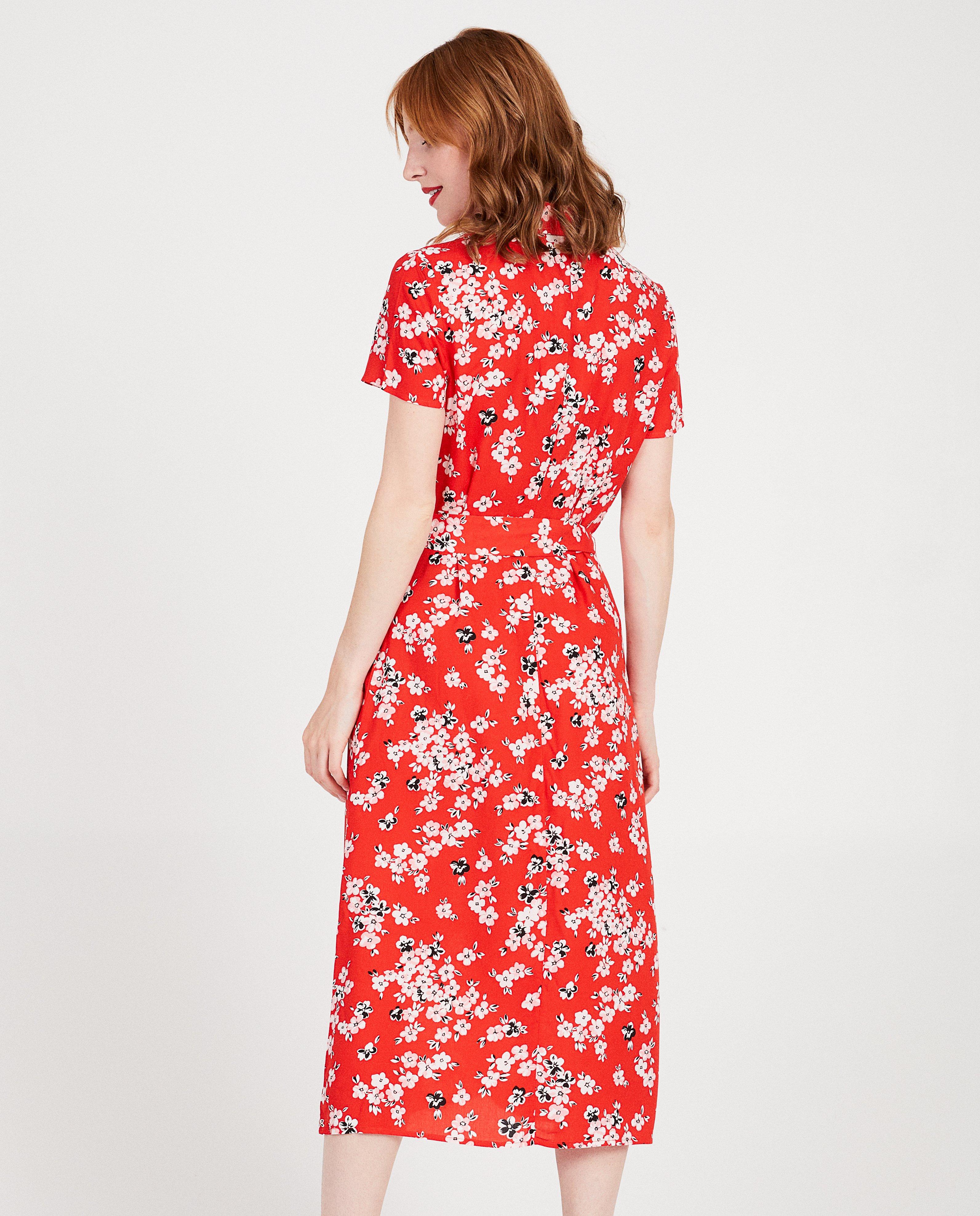 Kleedjes - Rode jurk met bloemenprint Sora