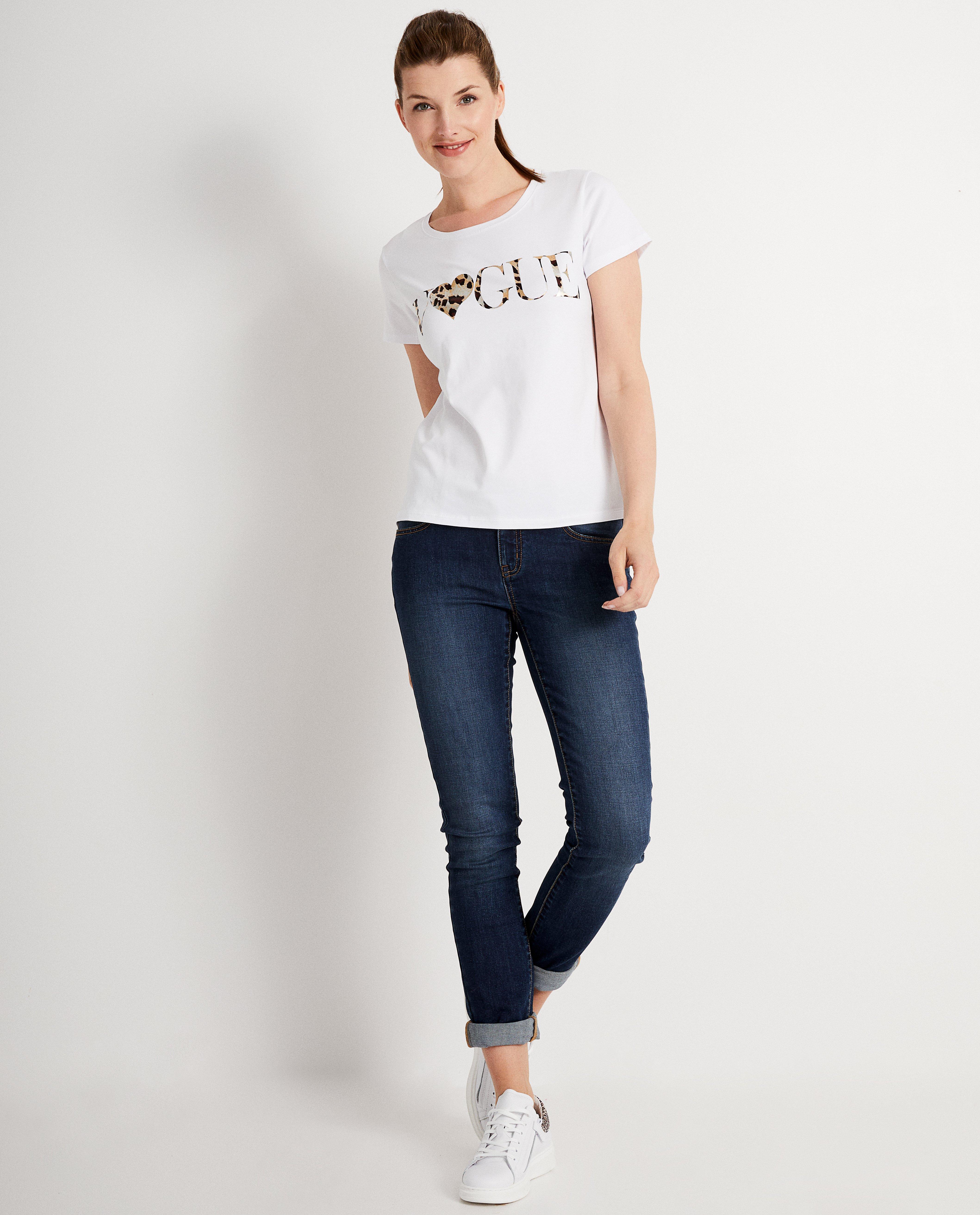 T-shirt « Vogue » Ella Italia - blanc, inscription - Ella Italia