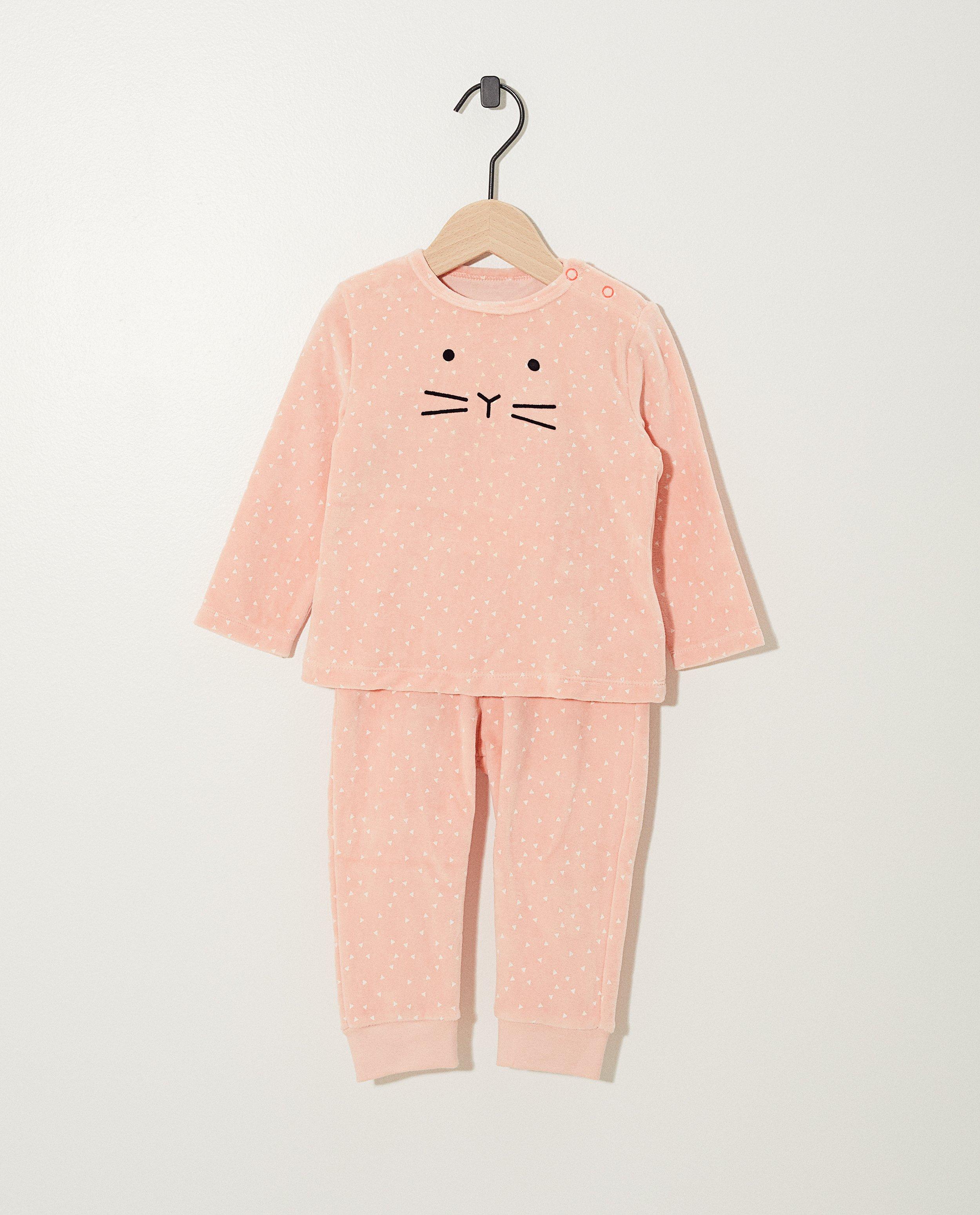Pyjama rose en velours  - triangles - JBC