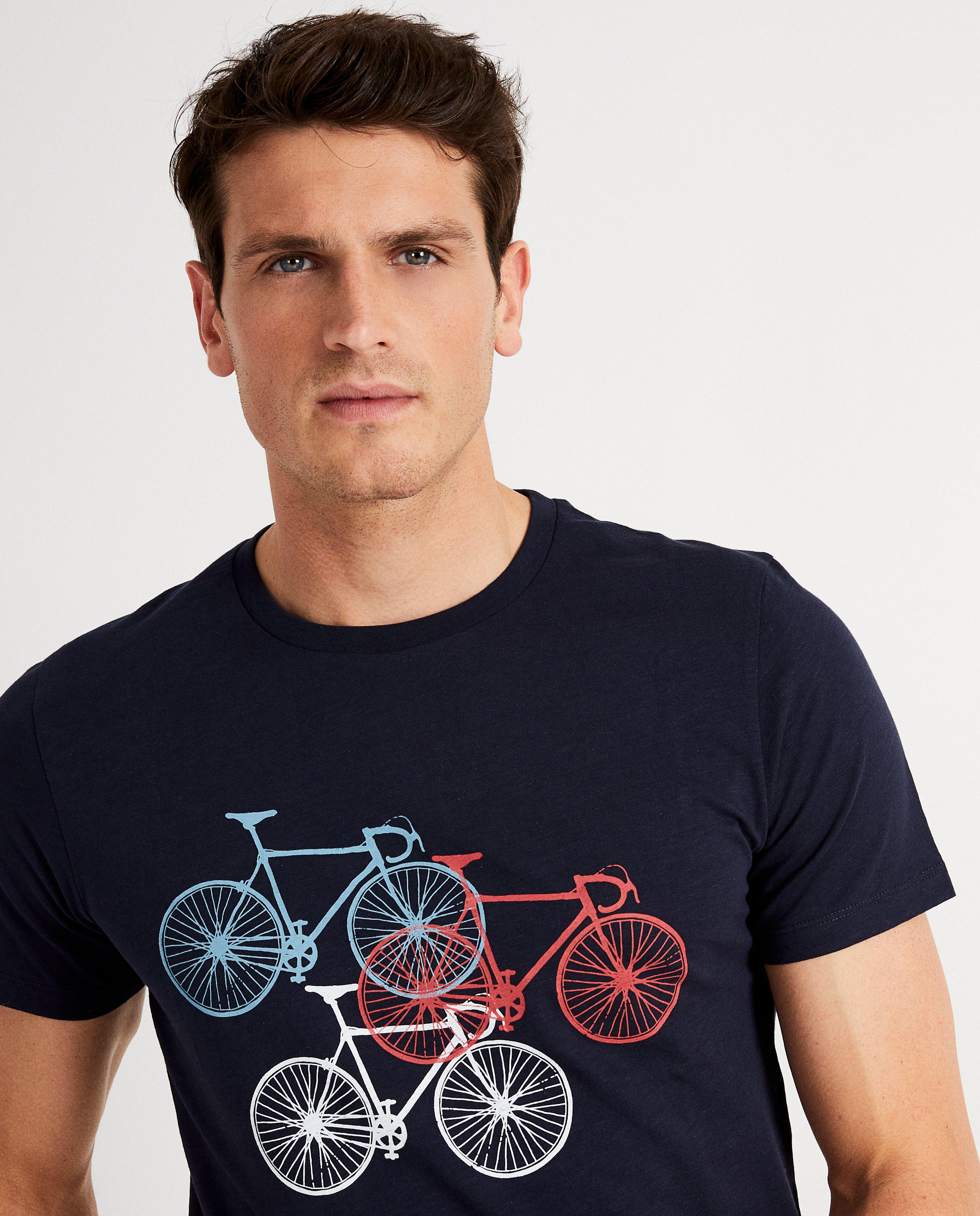 T-shirts - Donkerblauw T-shirt met fietsprint