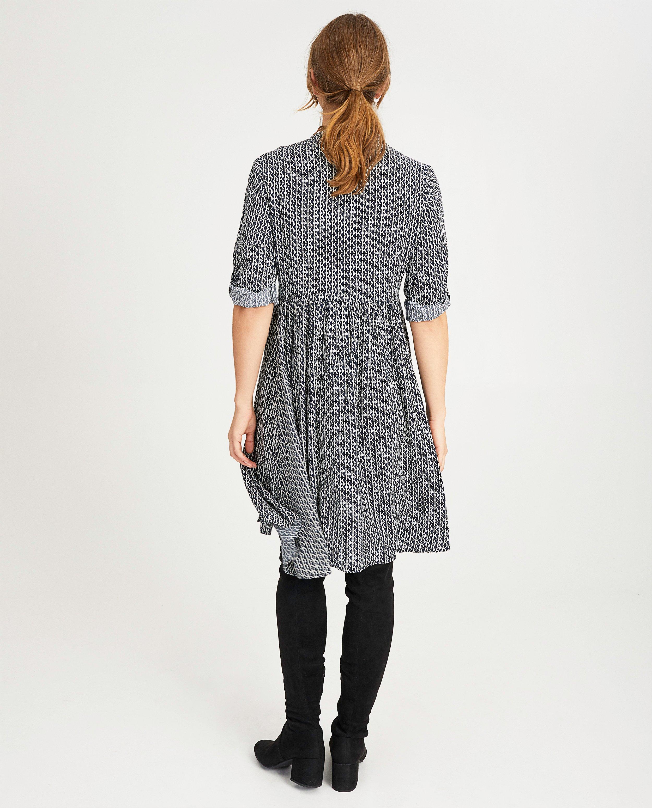 Kleedjes - Blauwe jurk met print Karen Damen