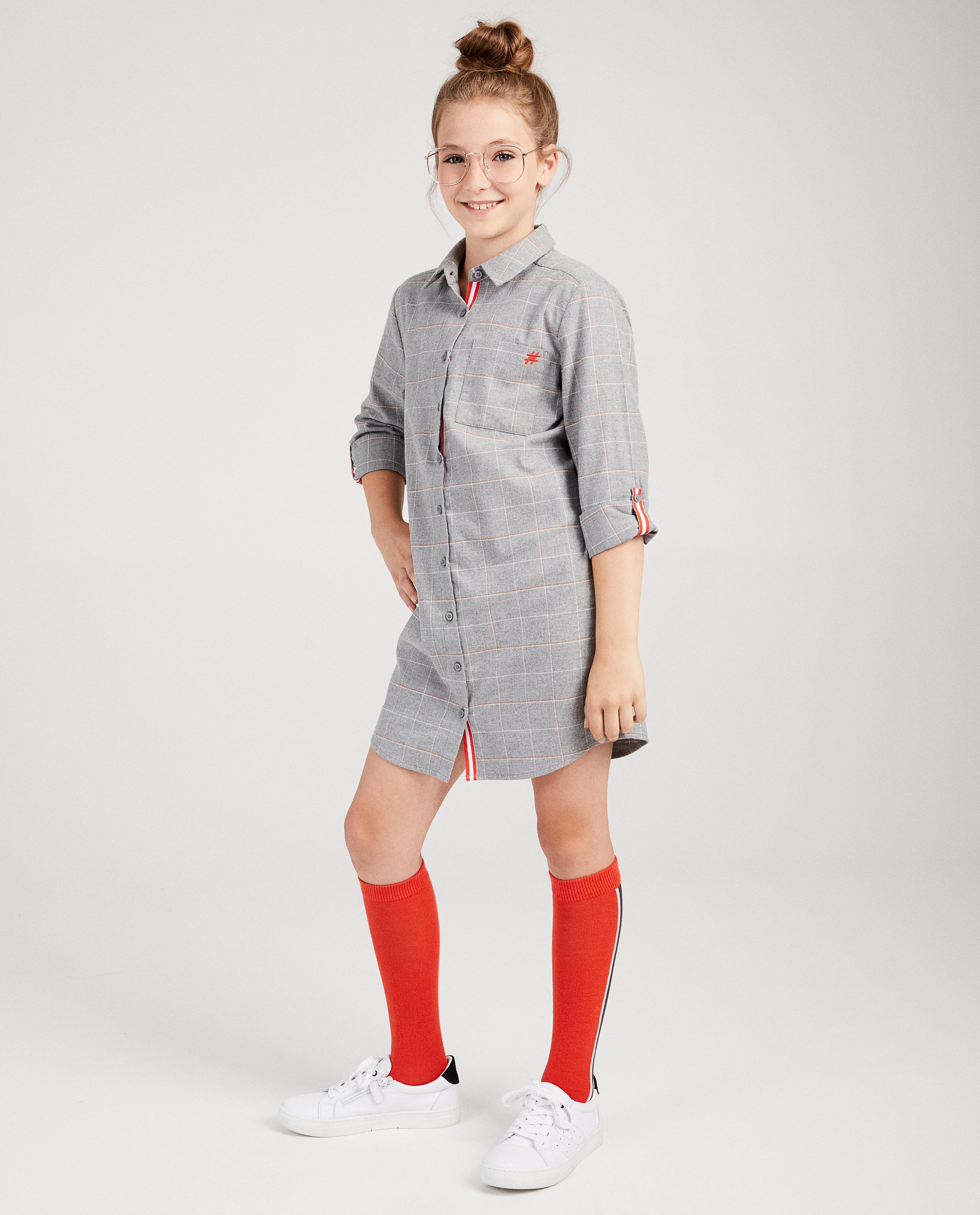Robes - Robe grise #LikeMe, carreaux