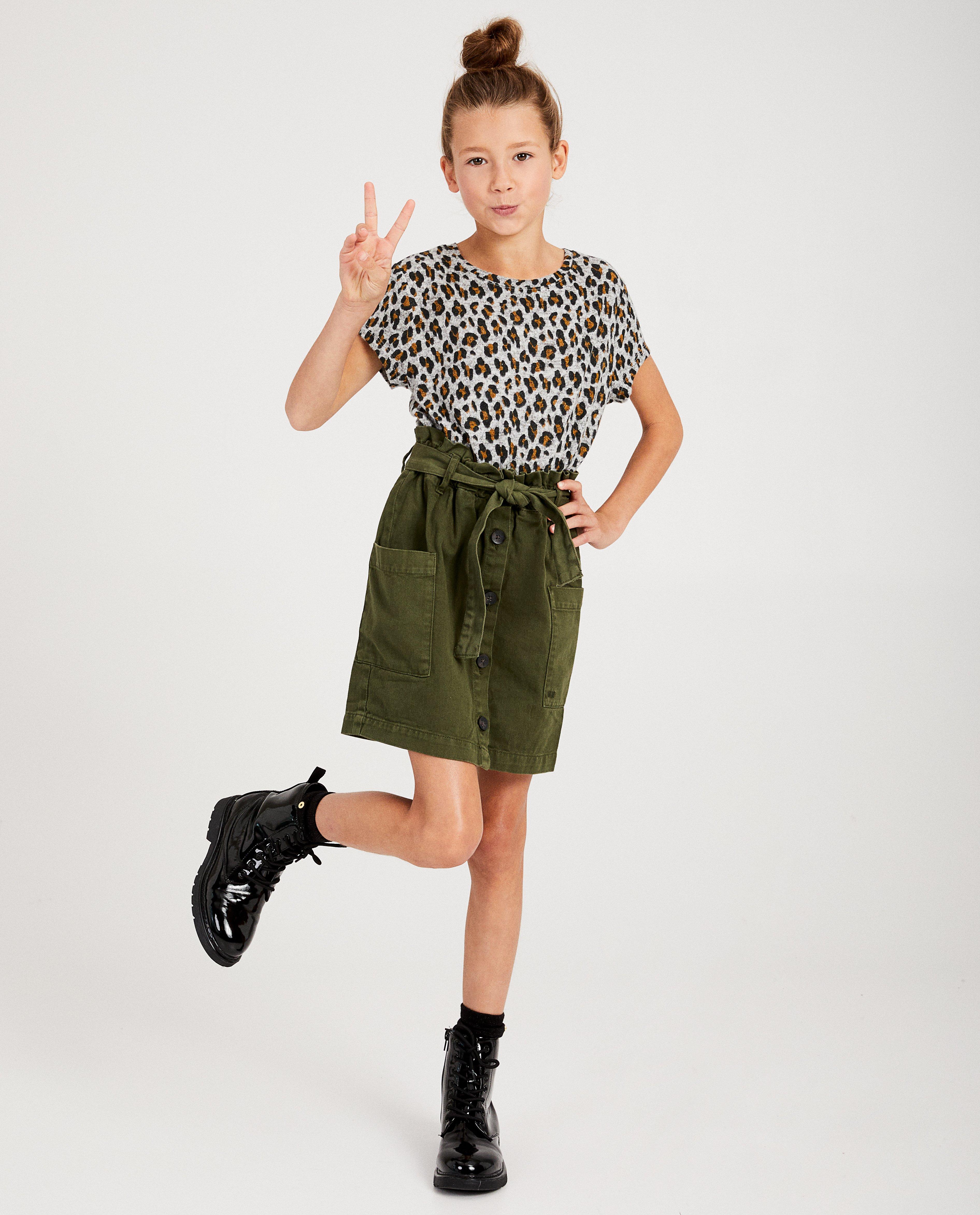 Jupe kaki en coton bio I AM - paperbag waist - I AM