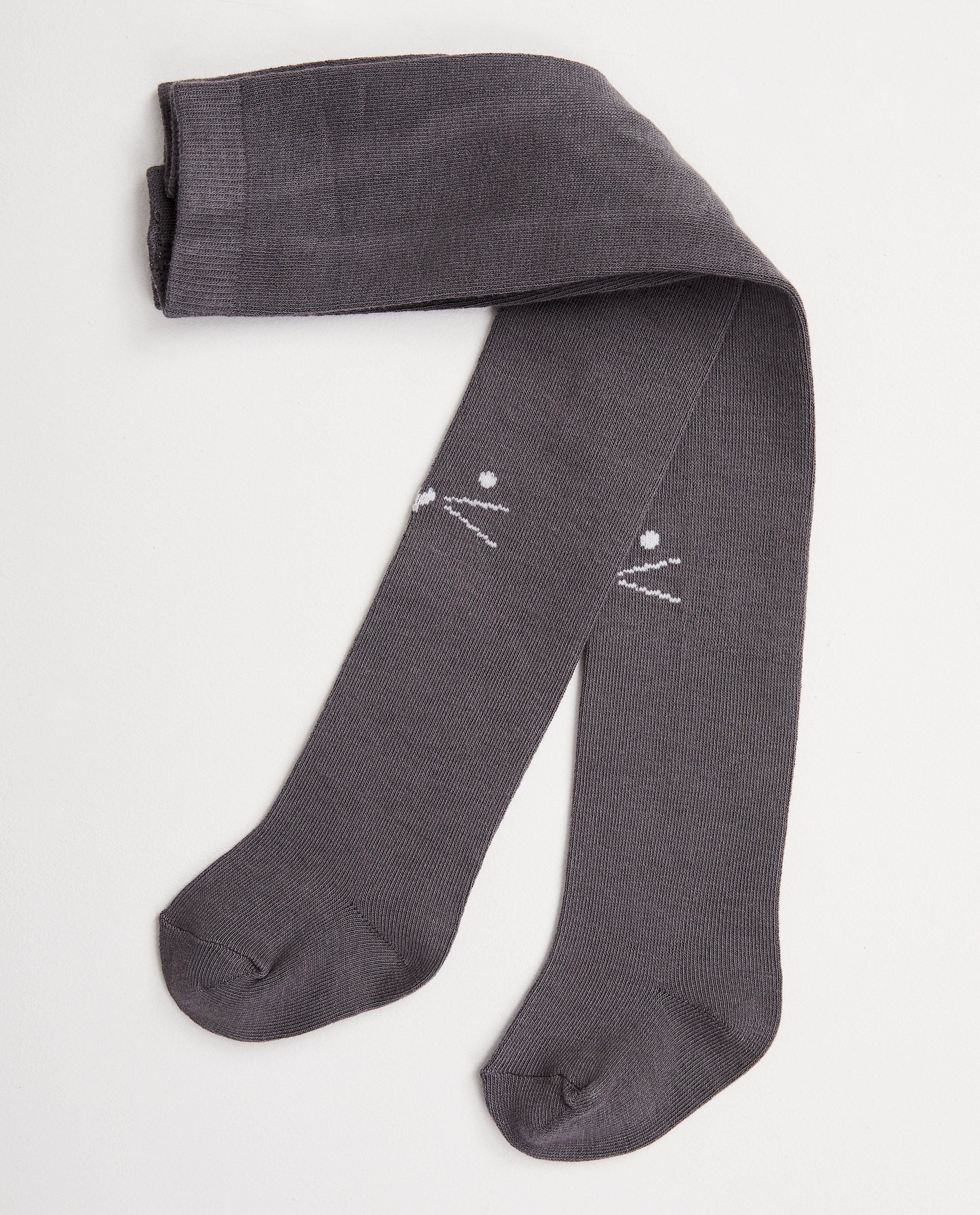 Chaussettes - Collant gris foncé avec un chat