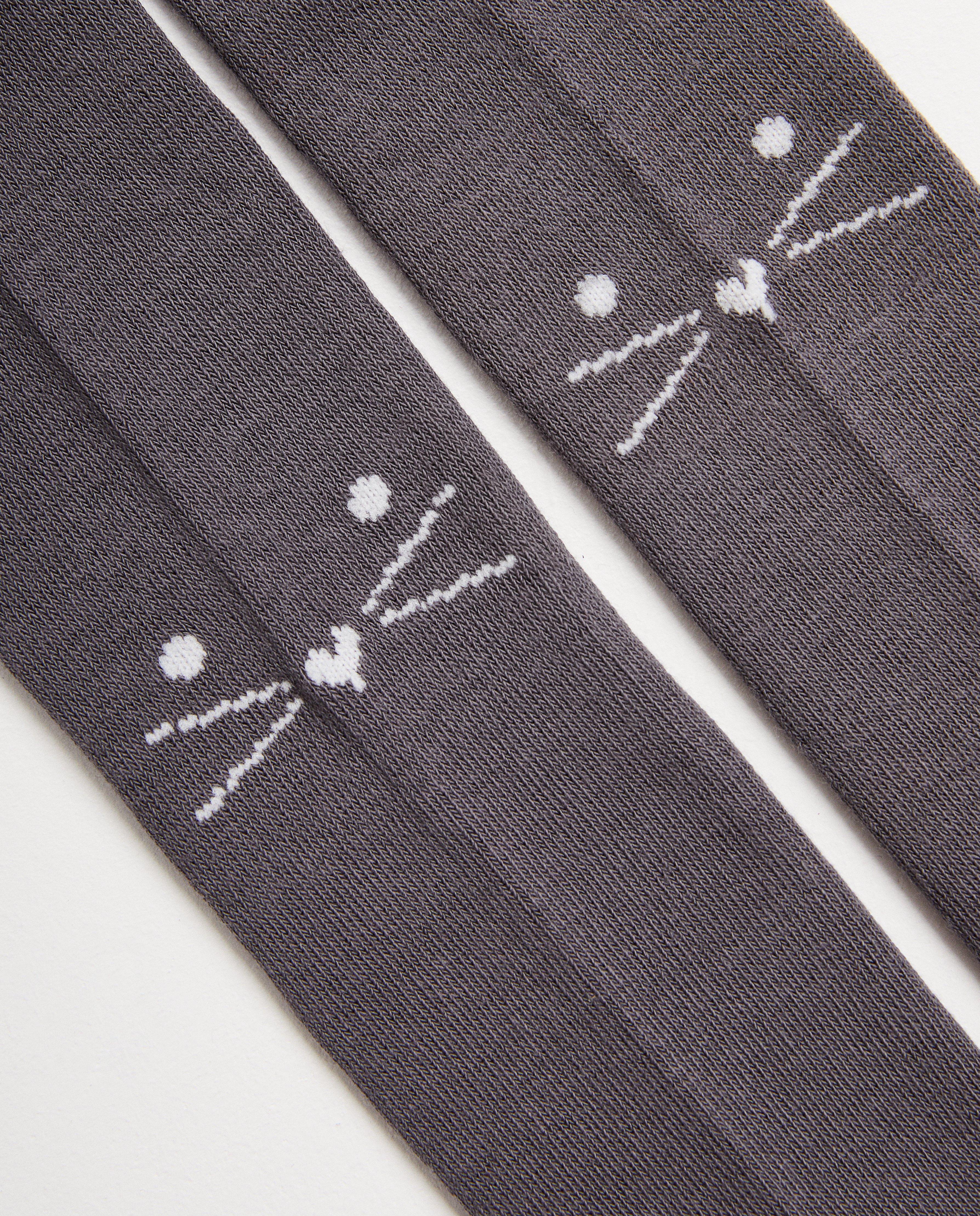 Chaussettes - Collant gris foncé avec un chat
