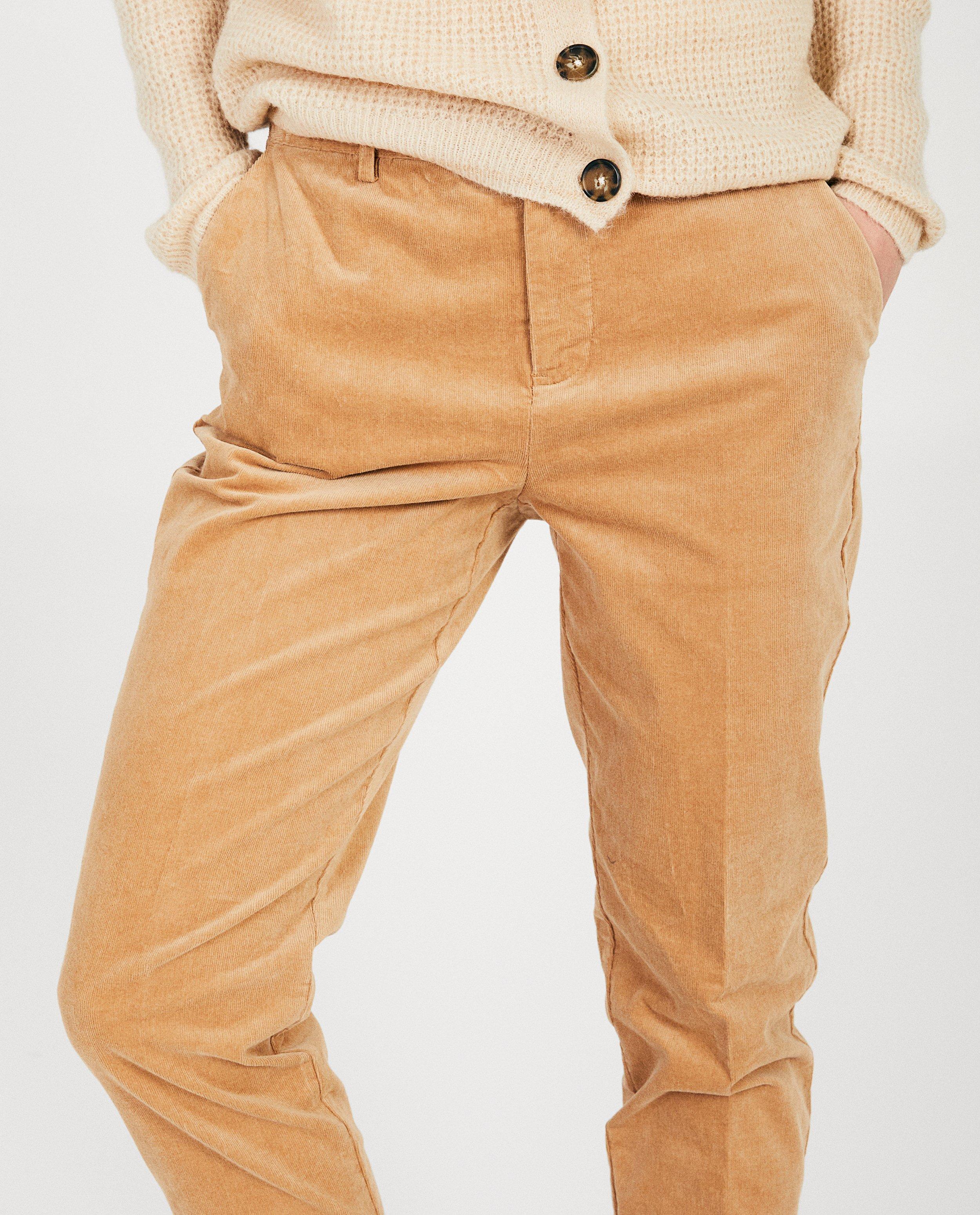 Beige ribfluwelen broek Sora