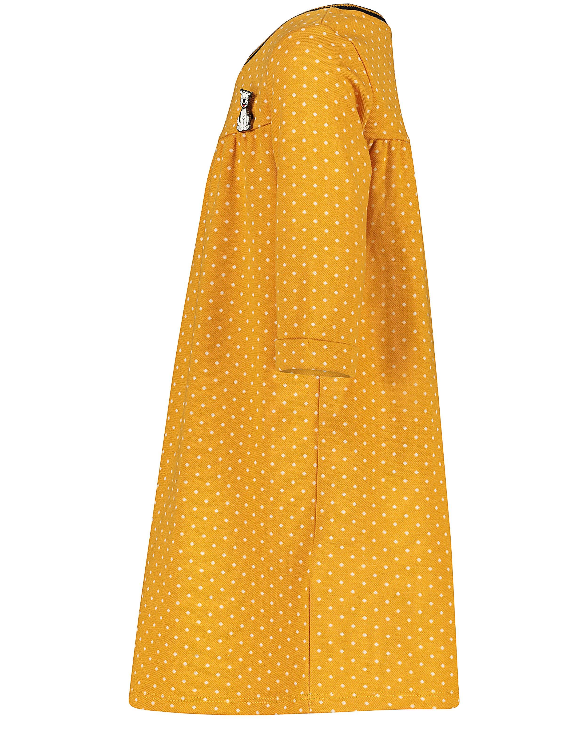 Kleedjes - Okergele jurk met bolletjes Samson
