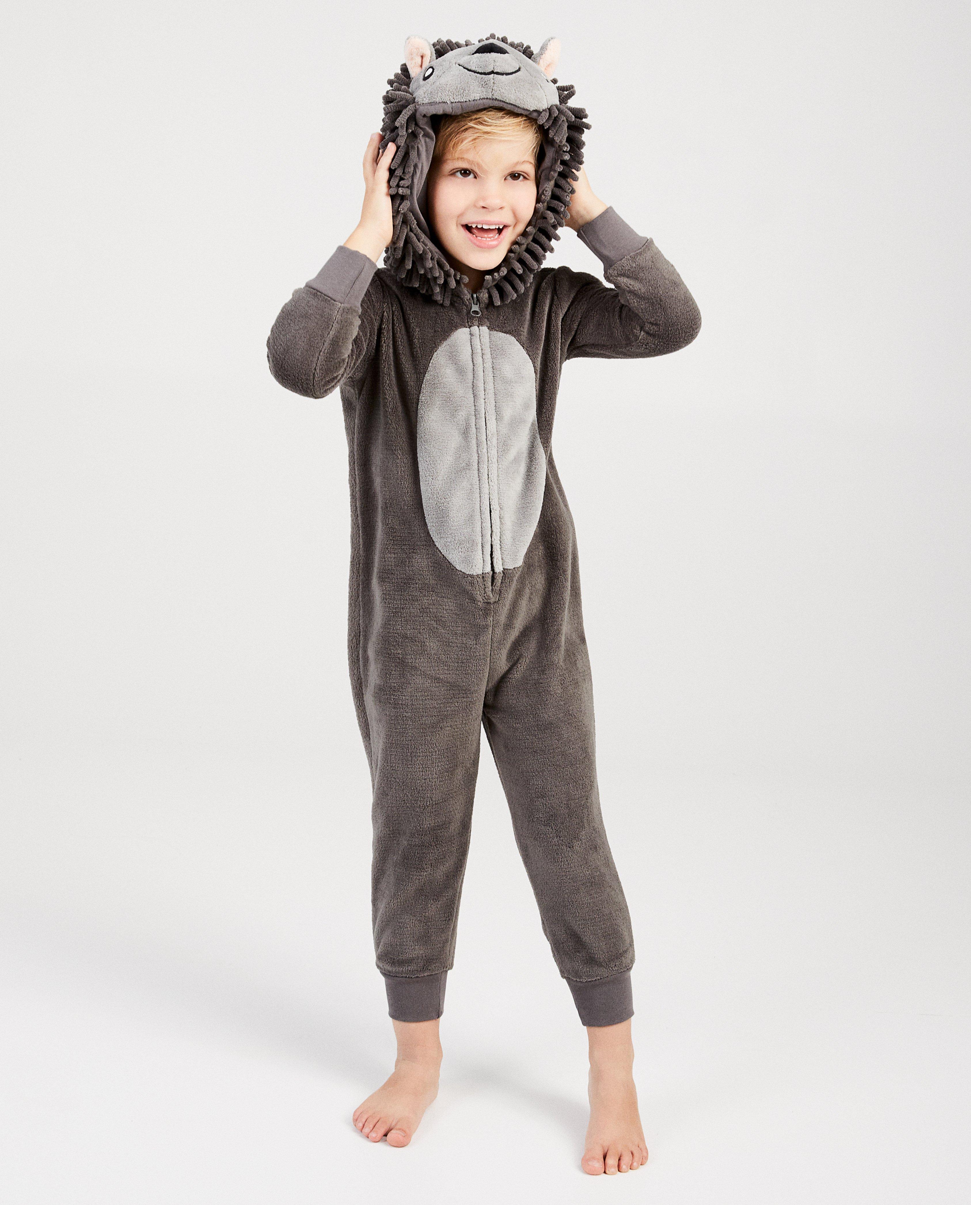 Antracietgrijze egel onesie - faux-fur - JBC