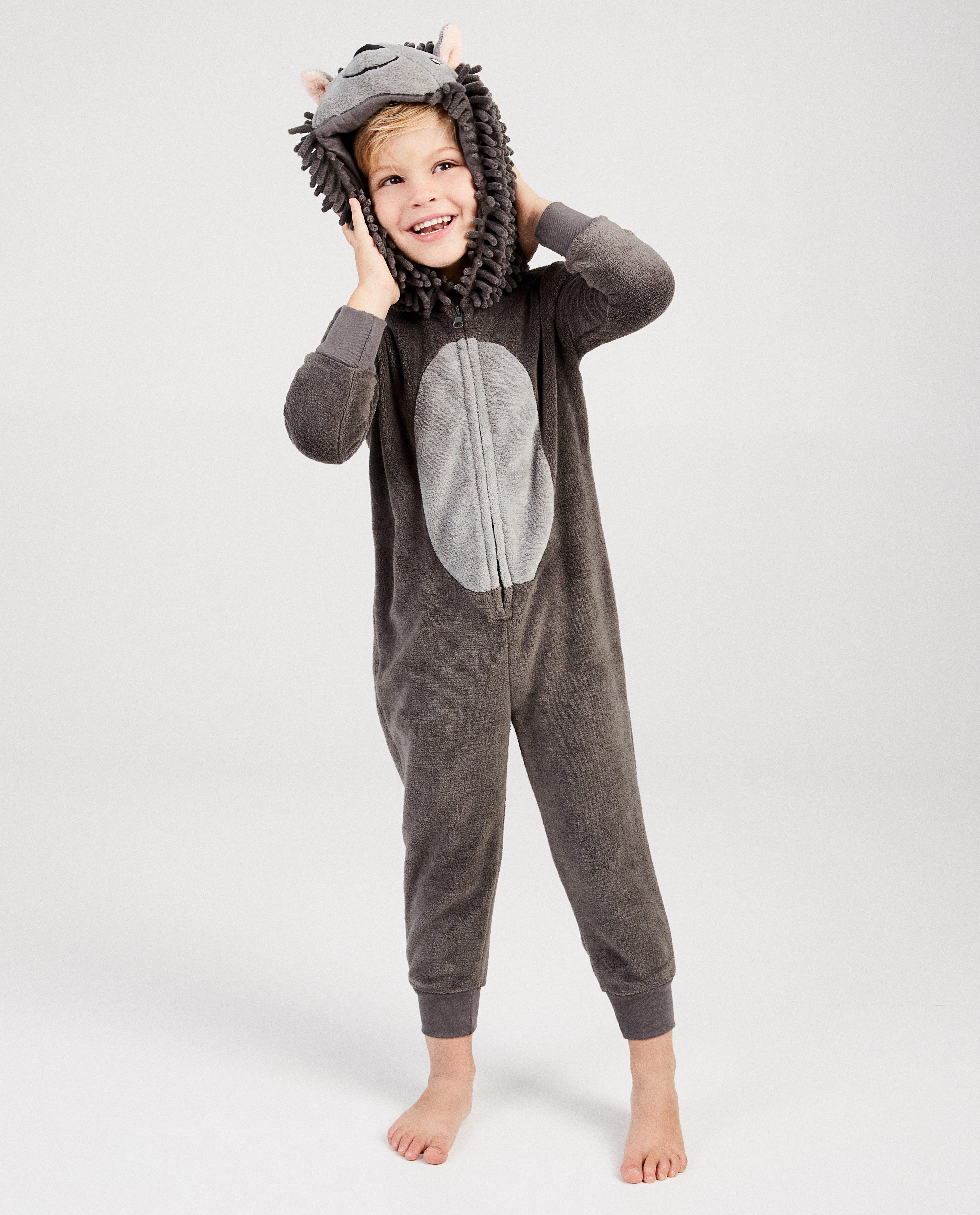 Nachtkleding - Antracietgrijze egel onesie