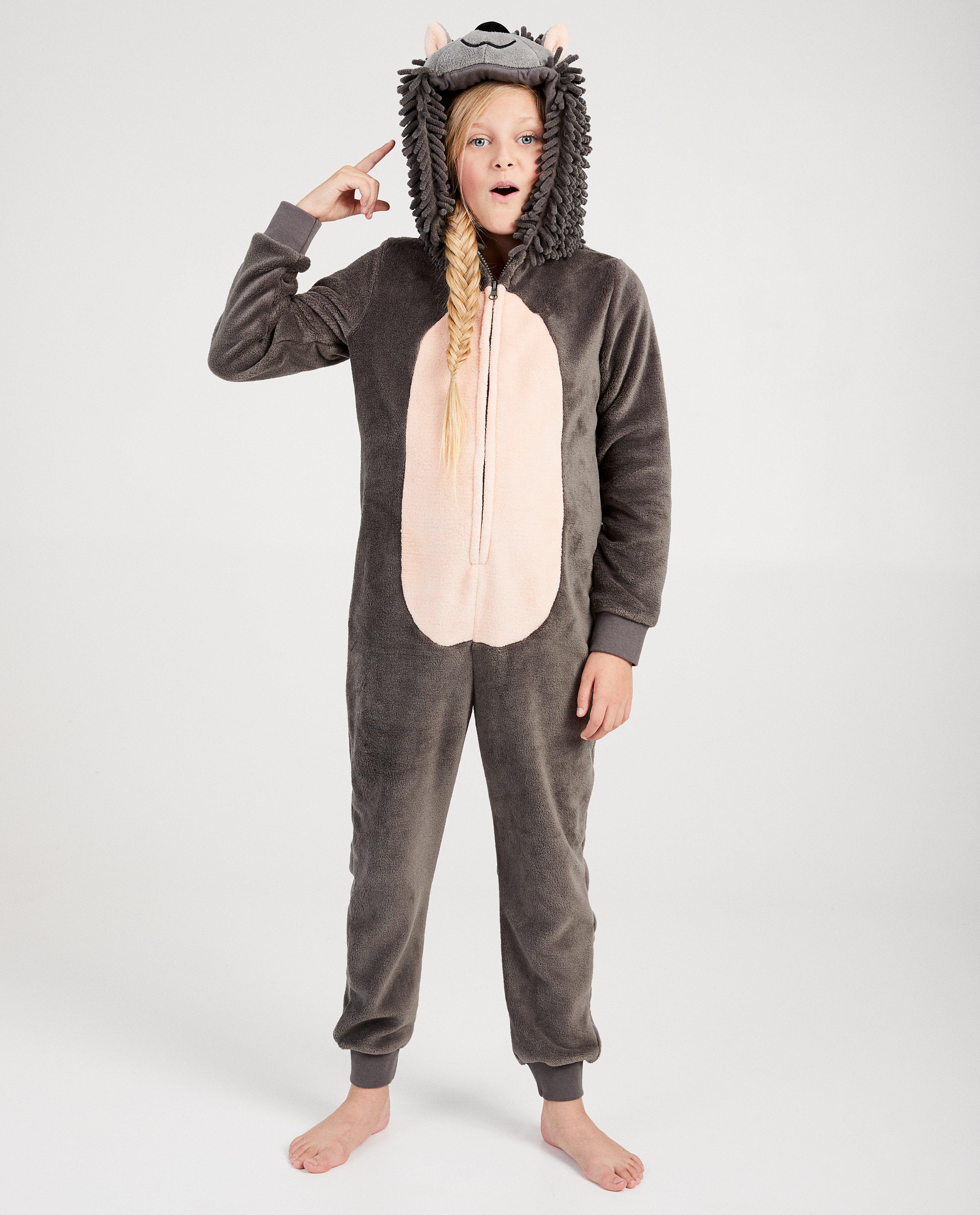 Antracietgrijze egel onesie - faux-fur - JBC