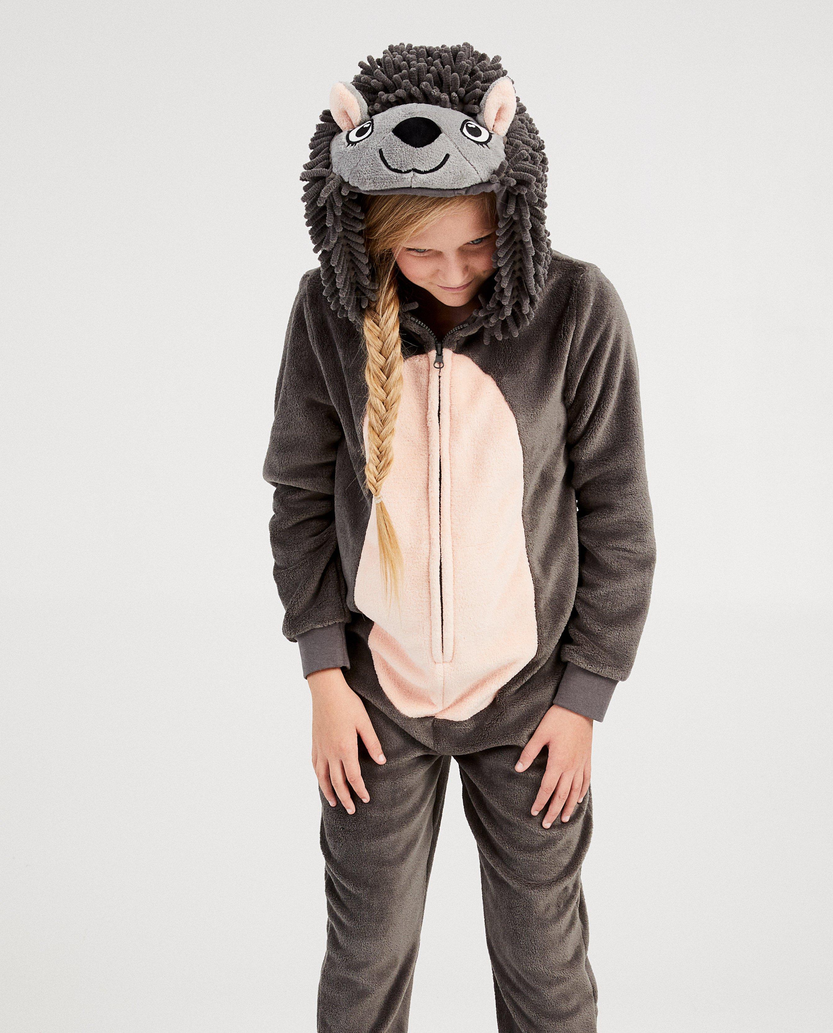 Nachtkleding - Antracietgrijze egel onesie