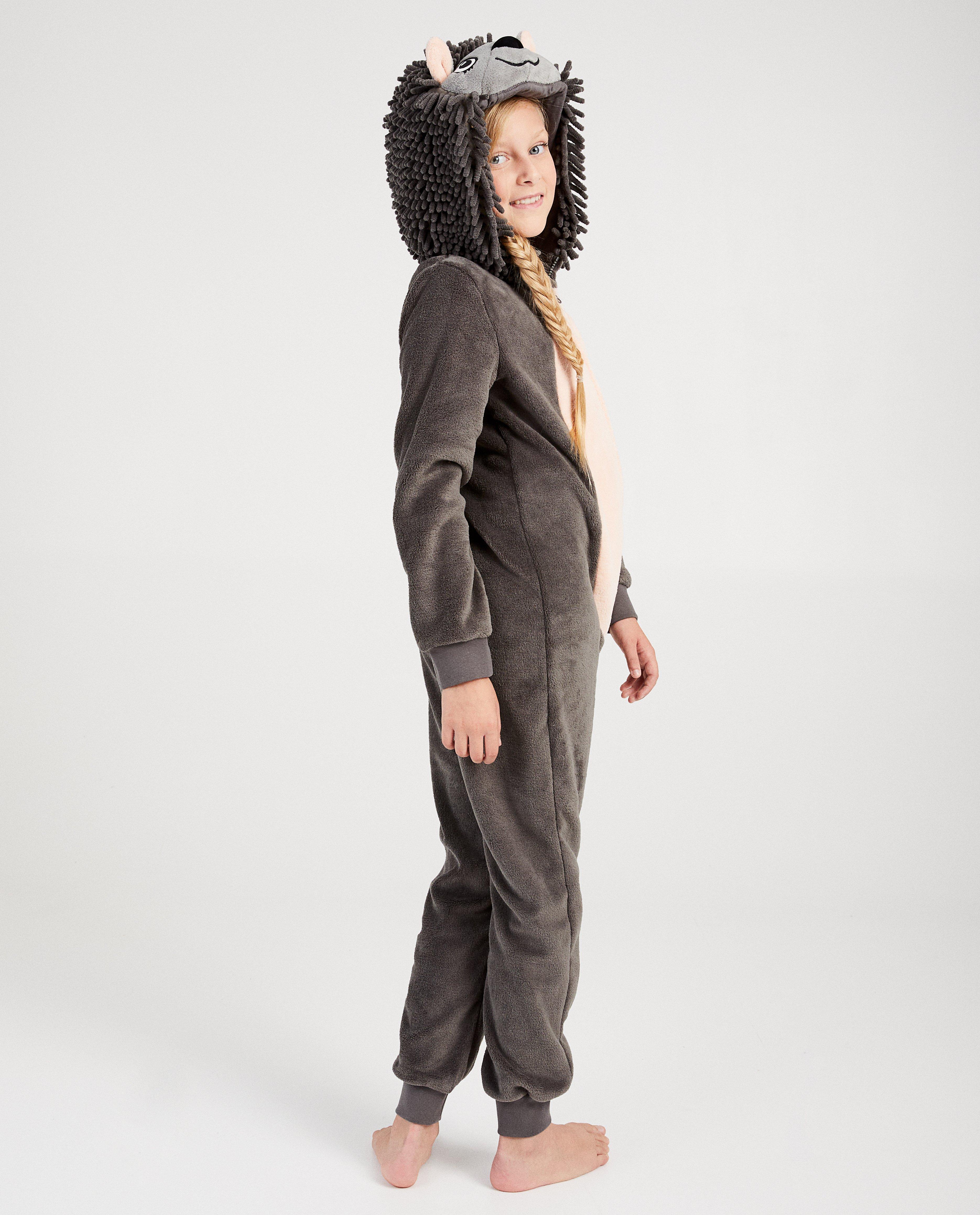 Nachtkleding - Antracietgrijze egel onesie