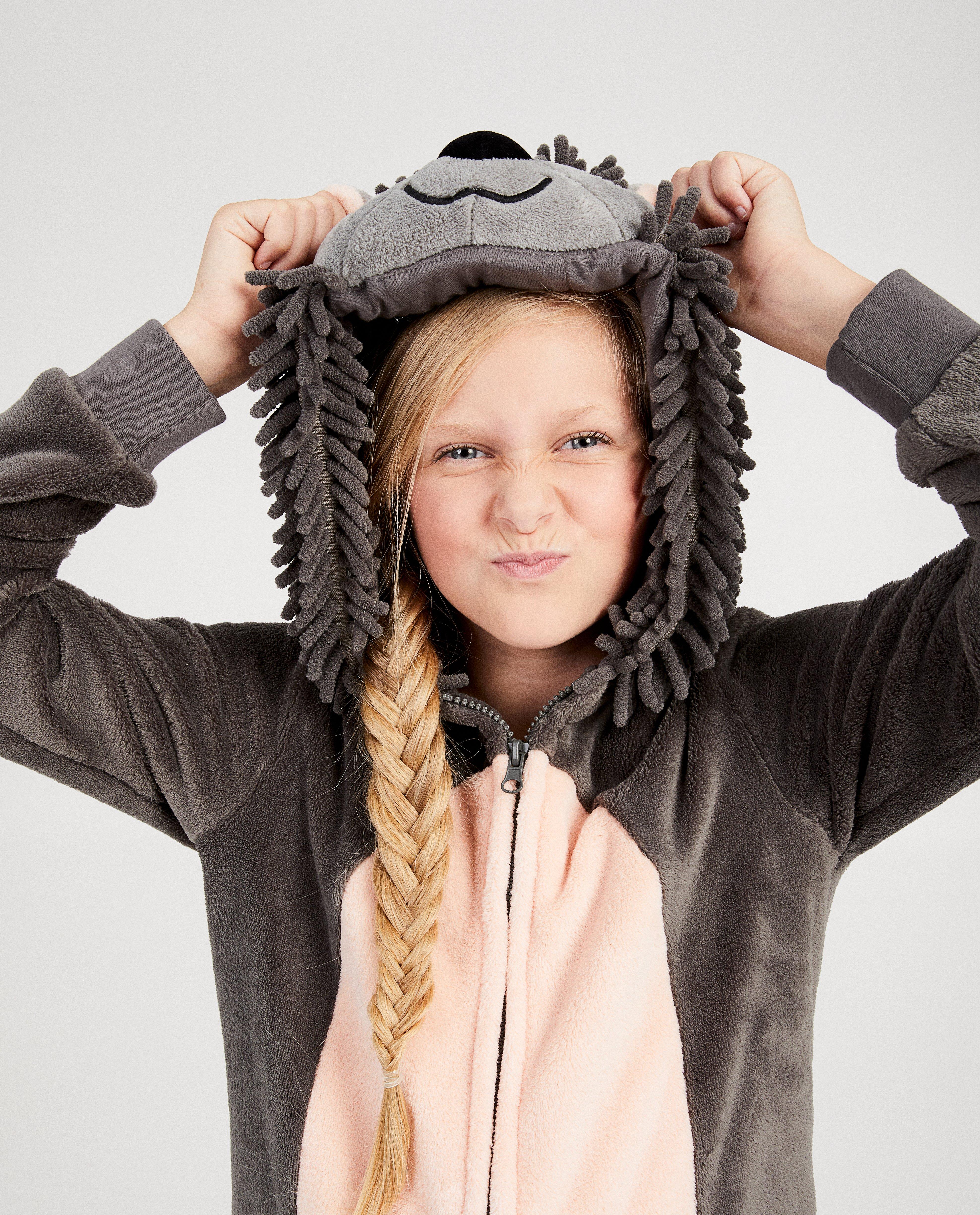 Nachtkleding - Antracietgrijze egel onesie
