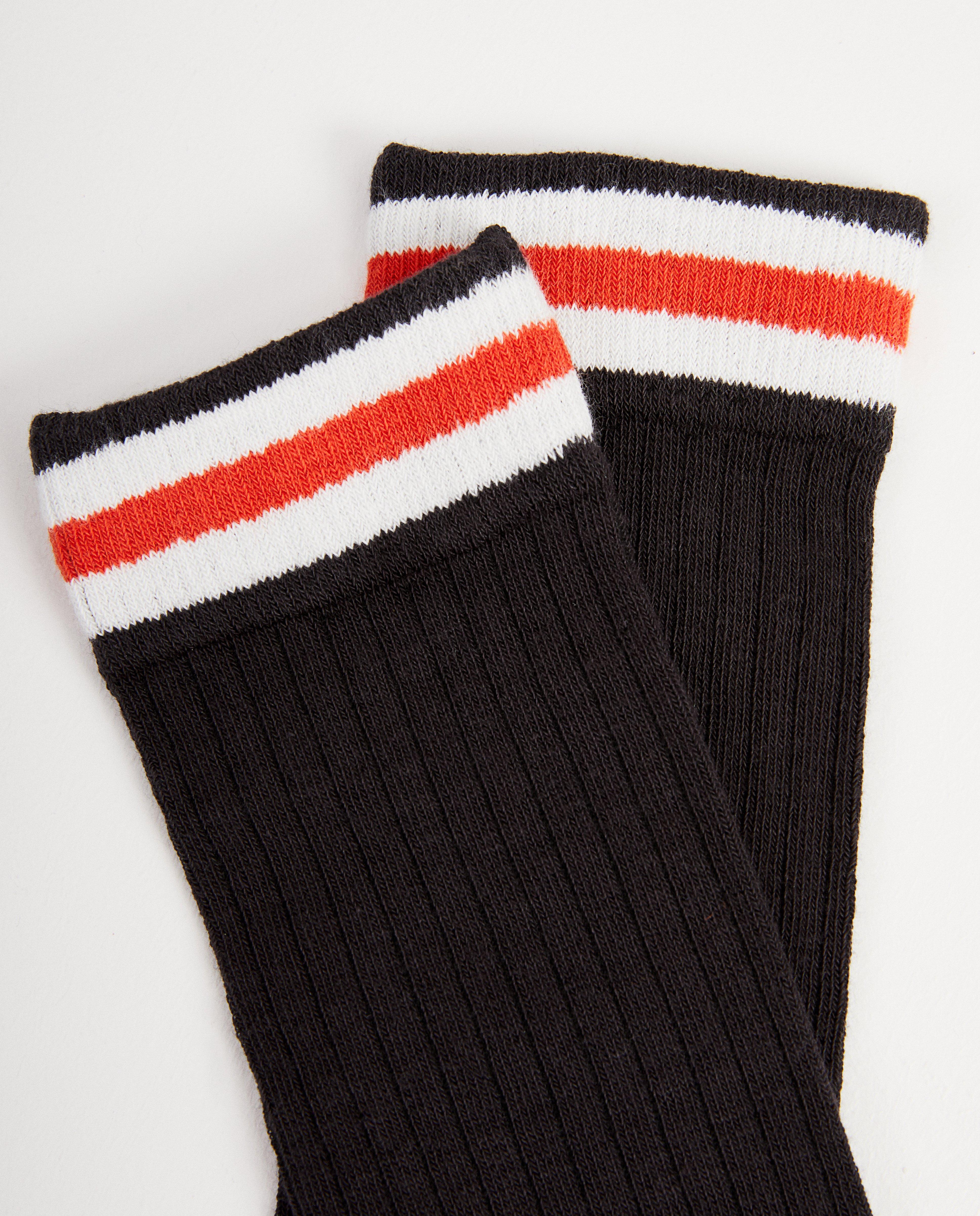 Chaussettes - Mi-bas gris à relief côtelé