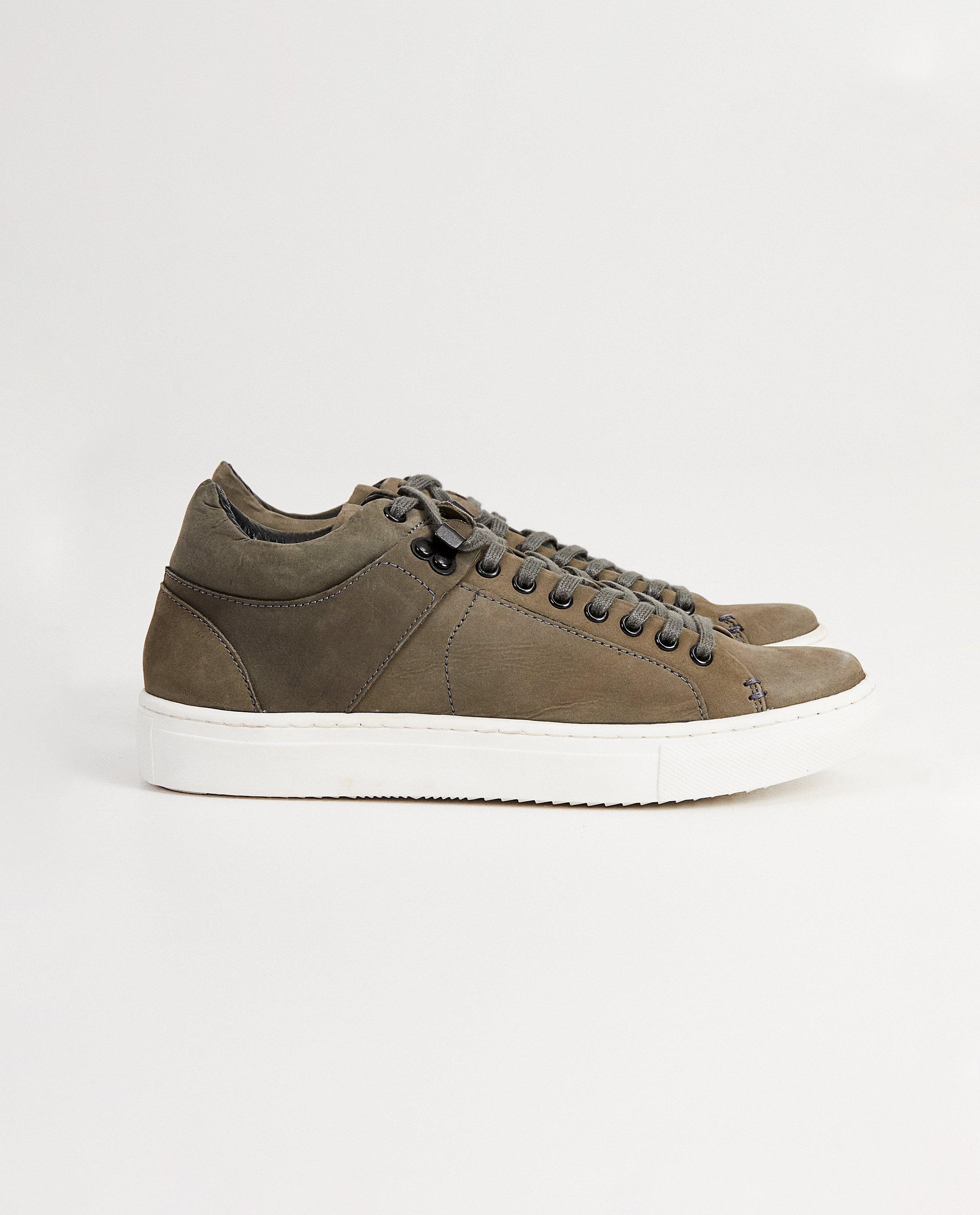 Donkergroene sneakers - met leer - Iveo