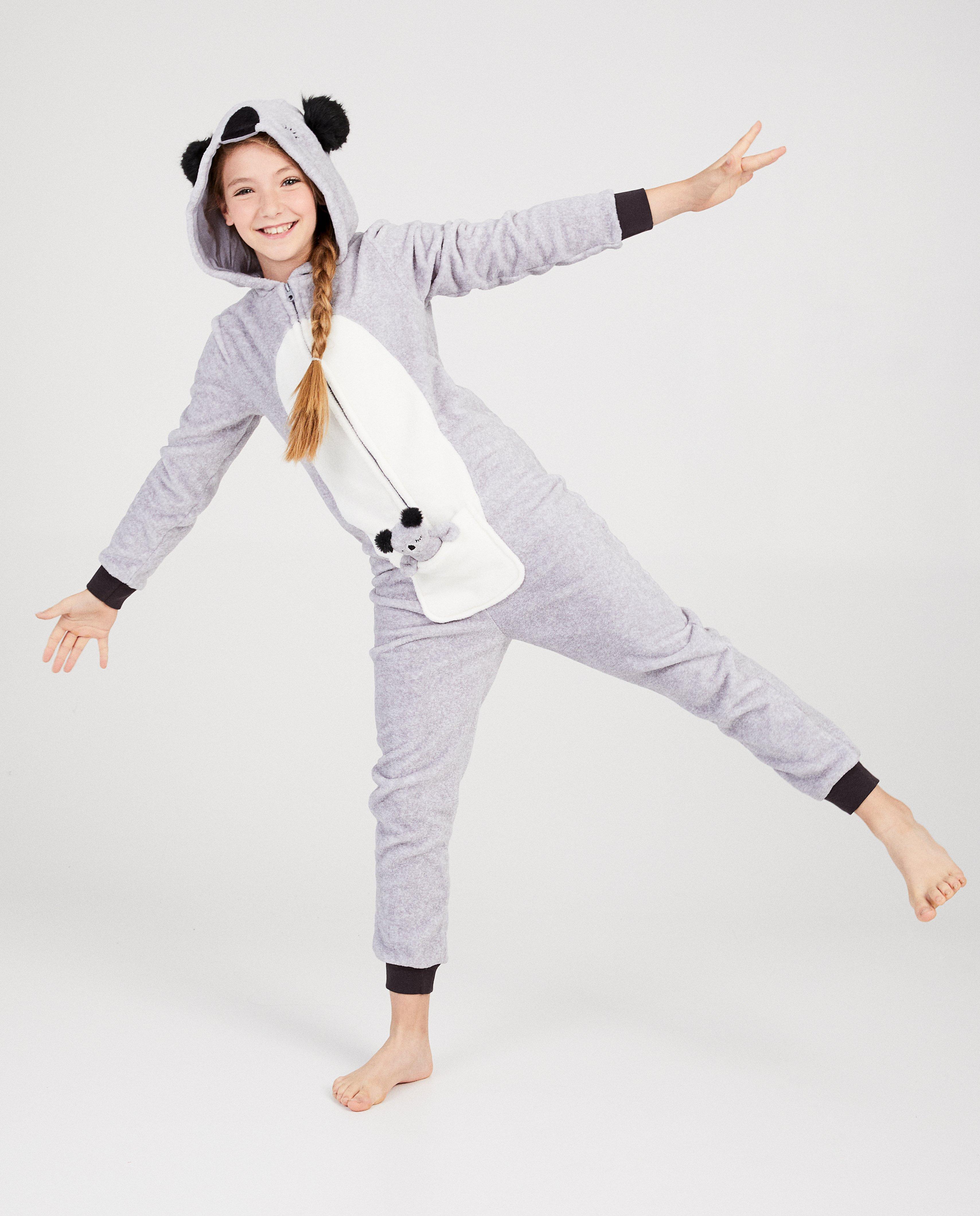 Lichtgrijze koala onesie - faux-fur - Fish & Chips