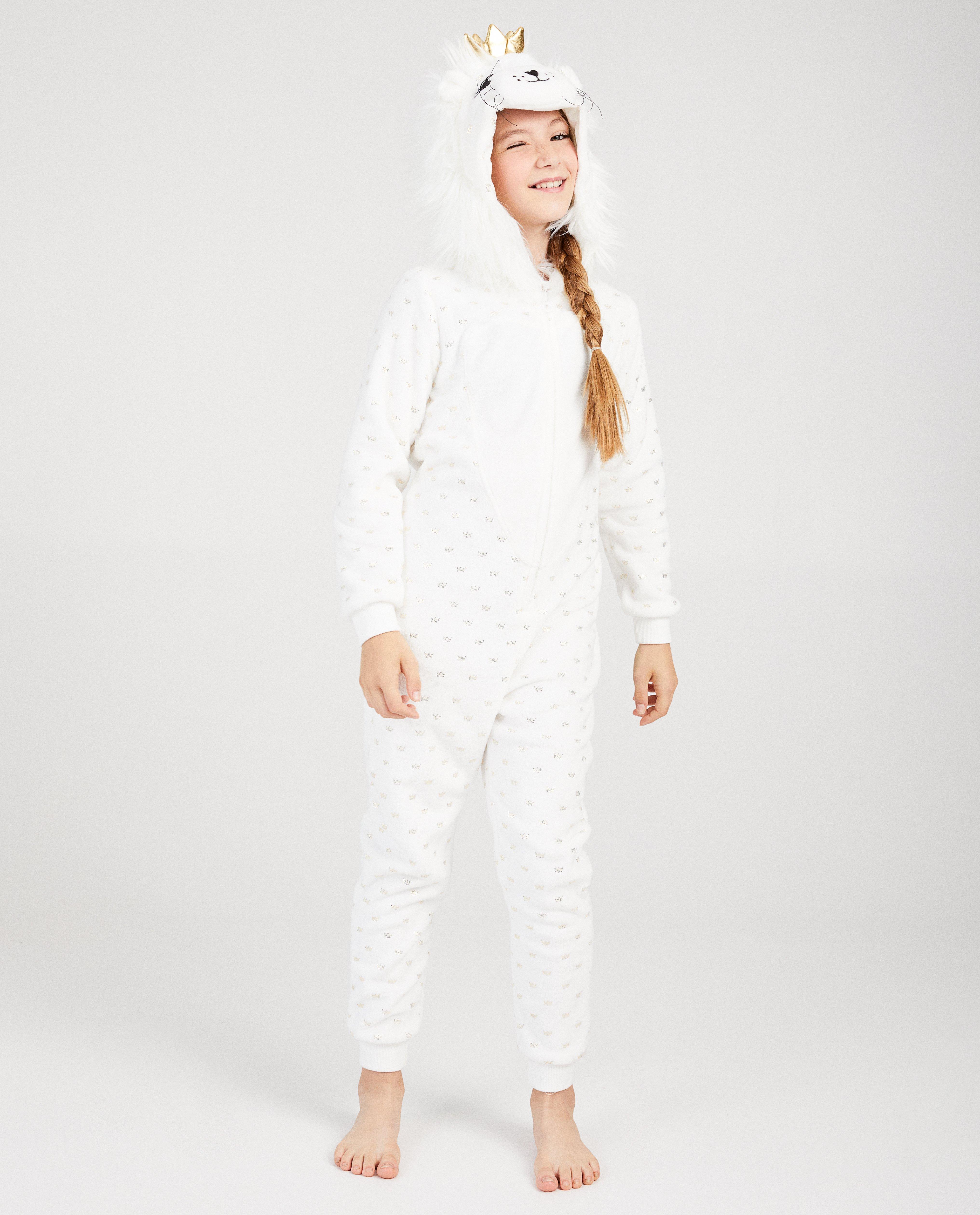 Witte jumpsuit met kroontje - fleece - Fish & Chips