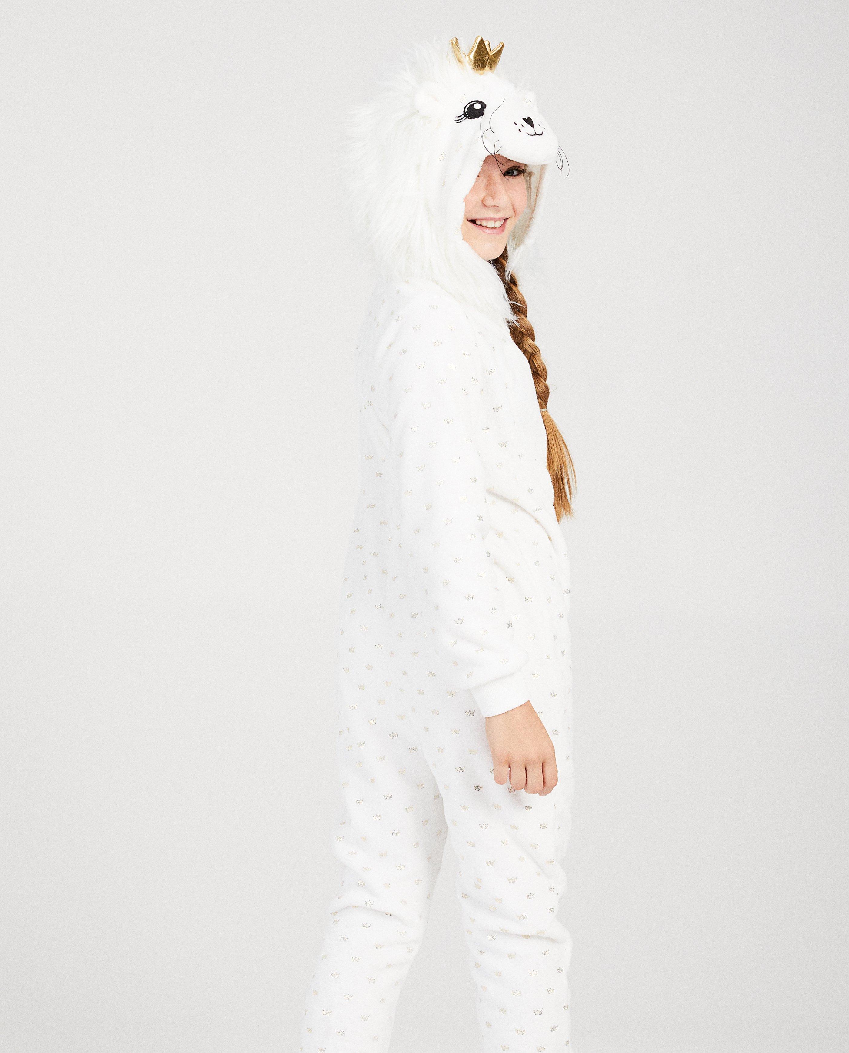 Nachtkleding - Witte jumpsuit met kroontje