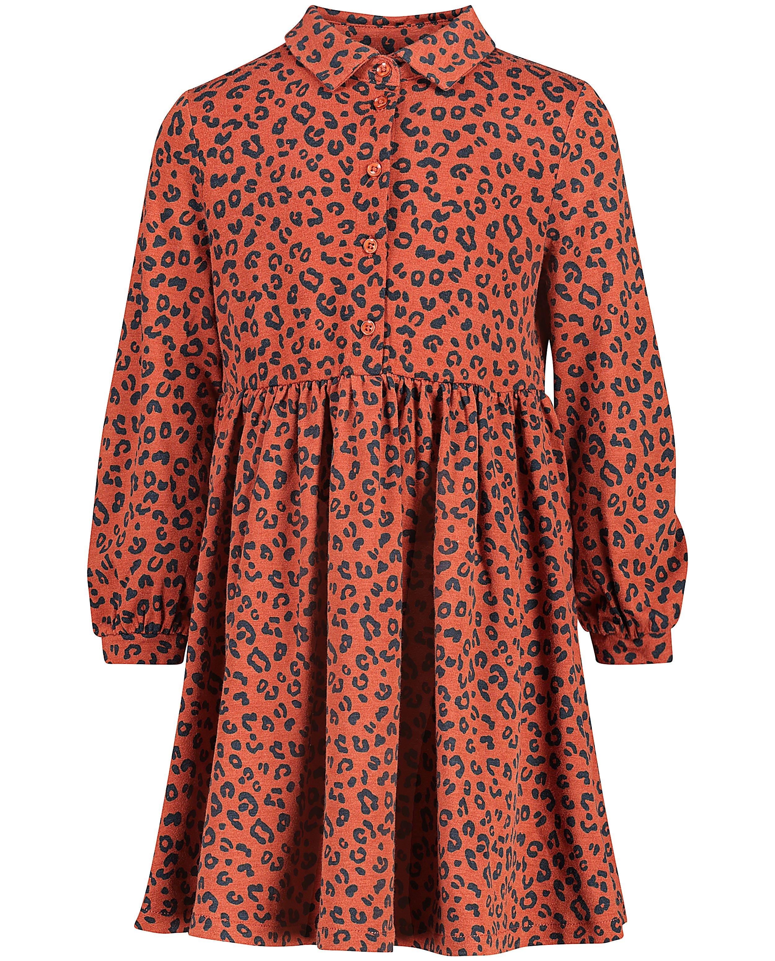 Kleedjes - Roestbruine jurk met luipaardprint