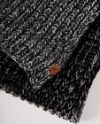 Breigoed - Zwarte sjaal met grijs en wit