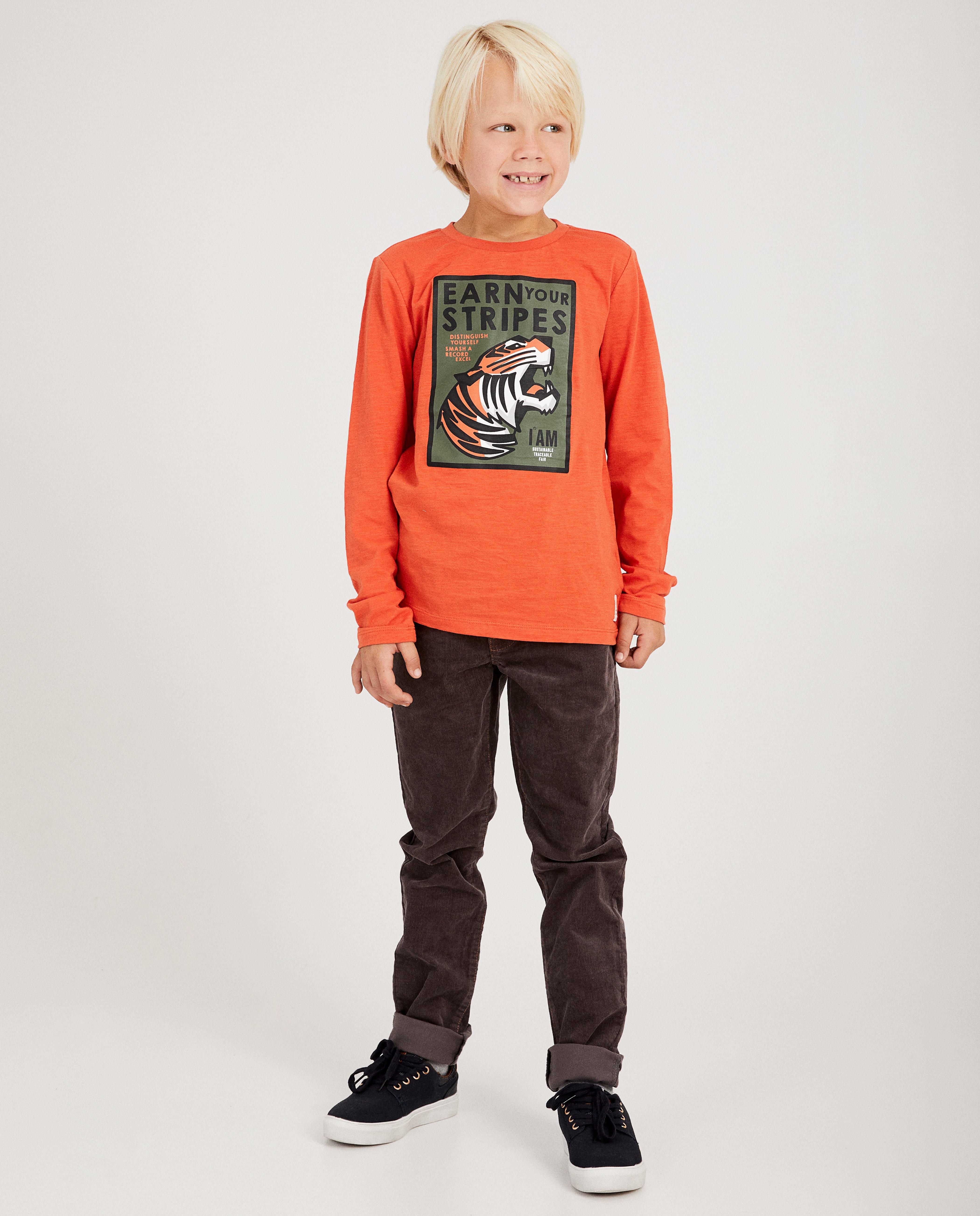 Grijze broek van biokatoen I AM - van ribfluweel - I AM