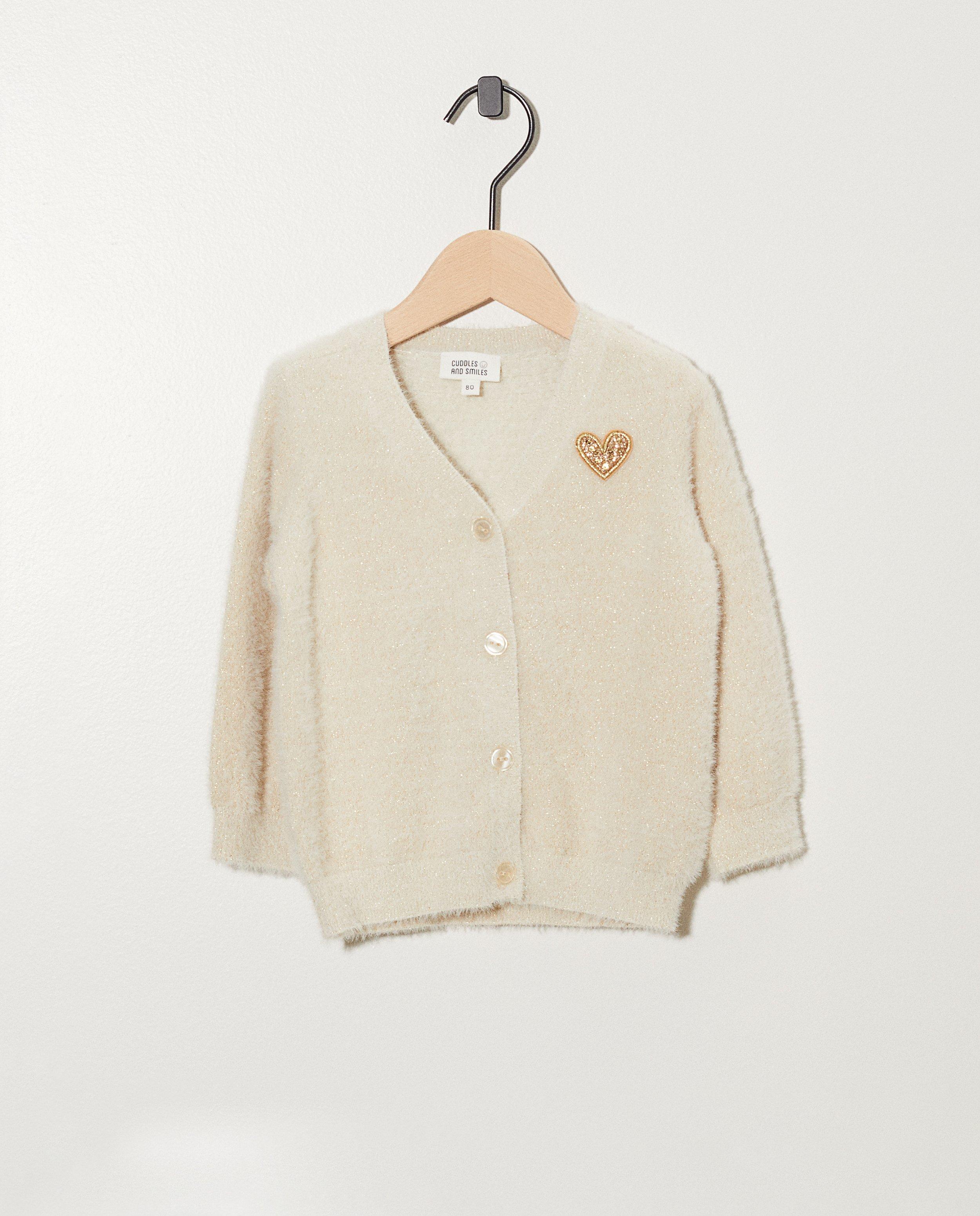Pluizig wit vest met hartje - en gouden metaaldraad - Cuddles and Smiles