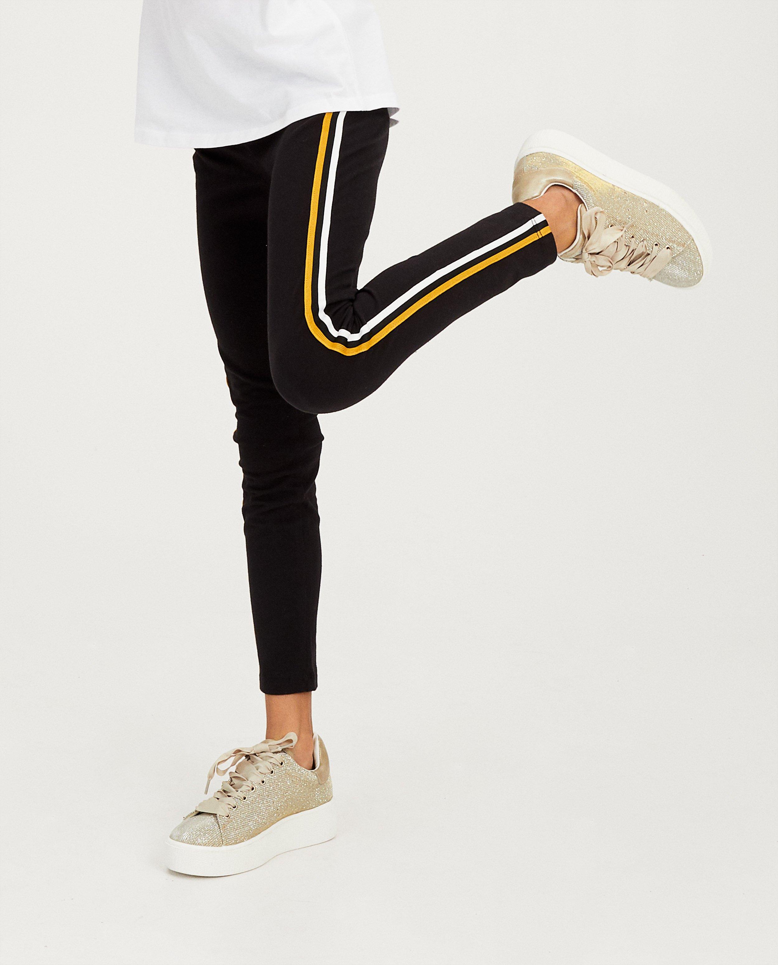 Broeken - Zwarte legging streepdetail