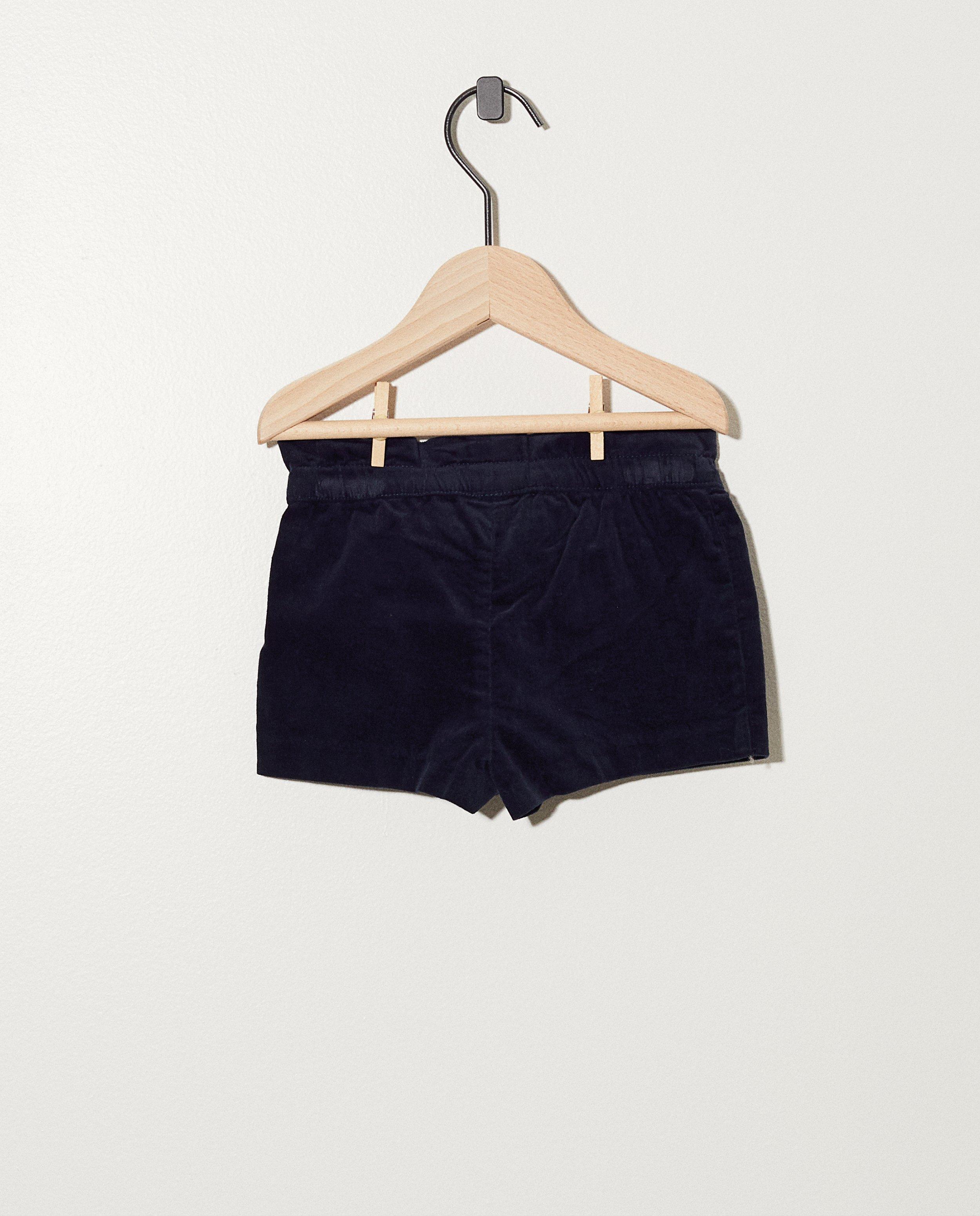 Shorten - Donkerblauwe short in ribfluweel
