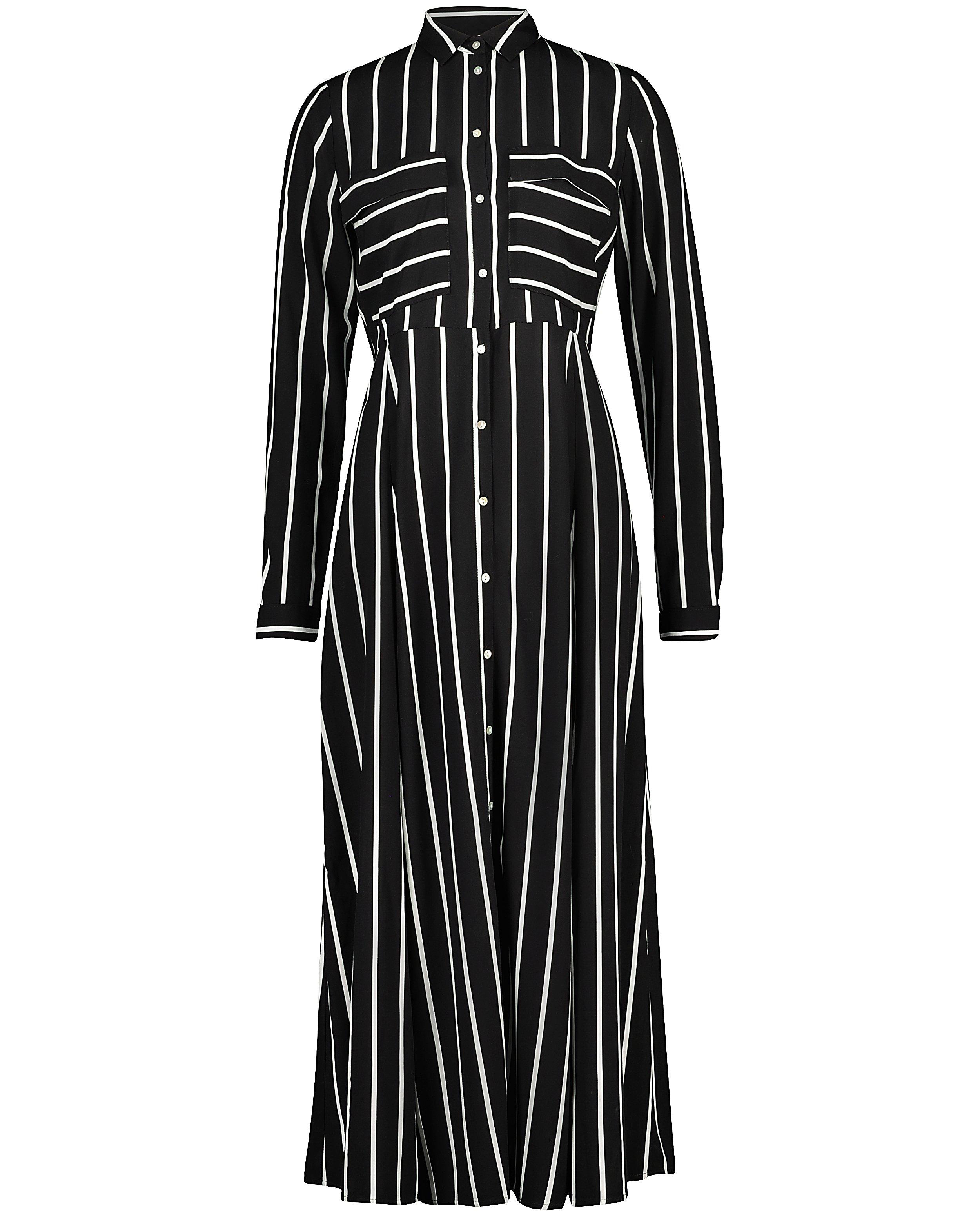 Kleedjes - Zwarte maxi-jurk met witte strepen