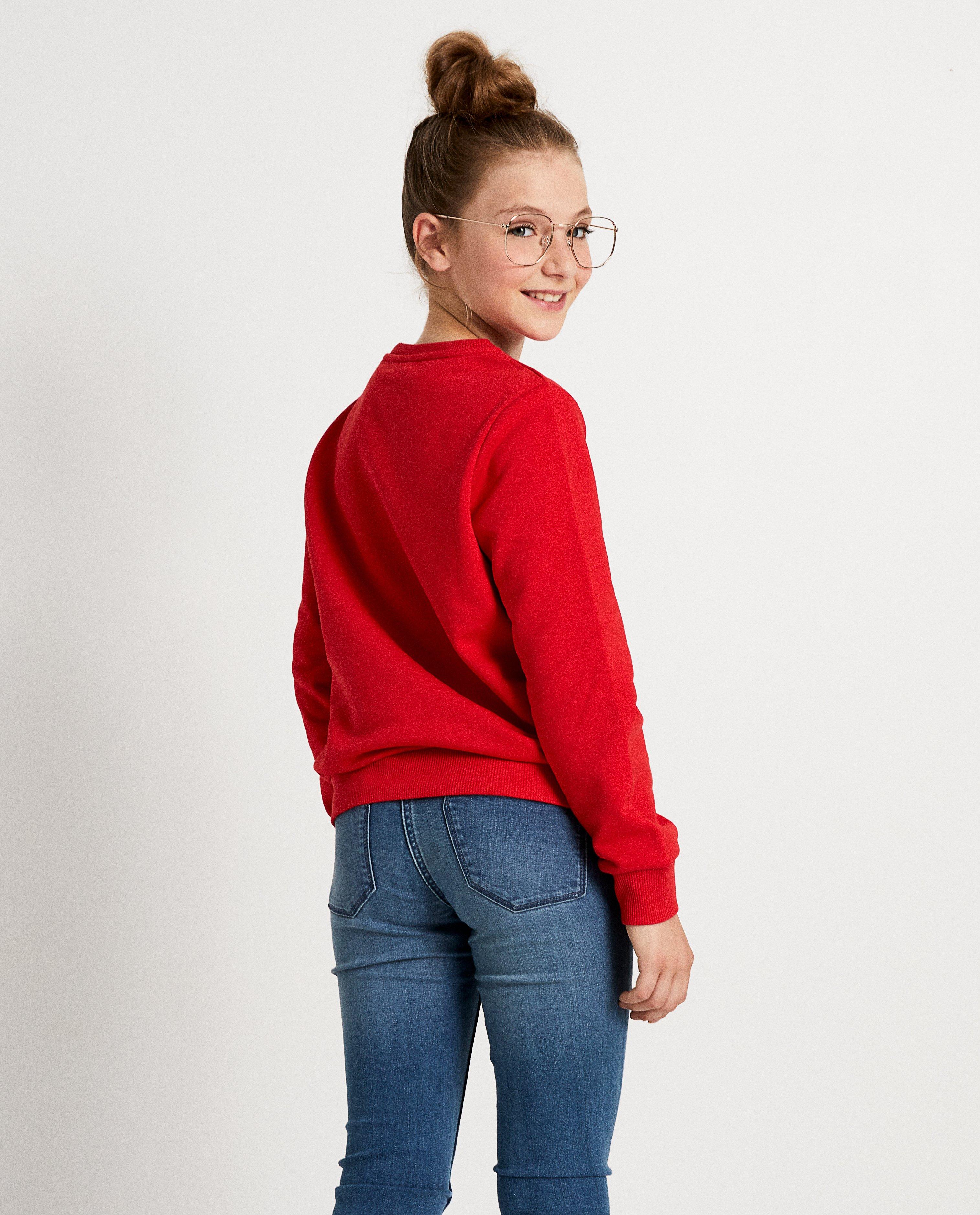 Sweaters - Rode sweater met opschrift #LikeMe